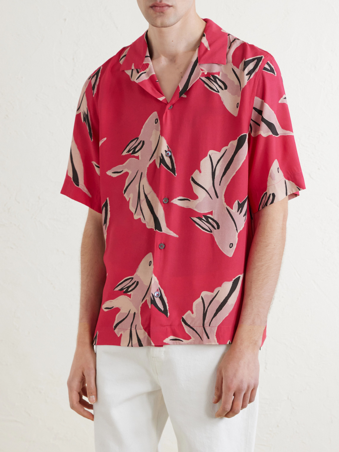  Paul Smith - Camp-collar Printed Satin Shirt - Men - Red - S 