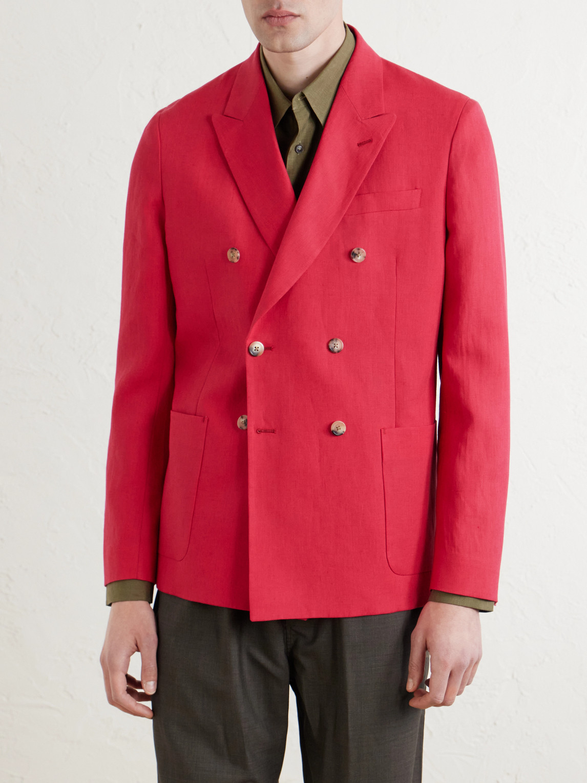  Paul Smith - Double-breasted Linen Blazer - Men - Red - Uk/us 36 