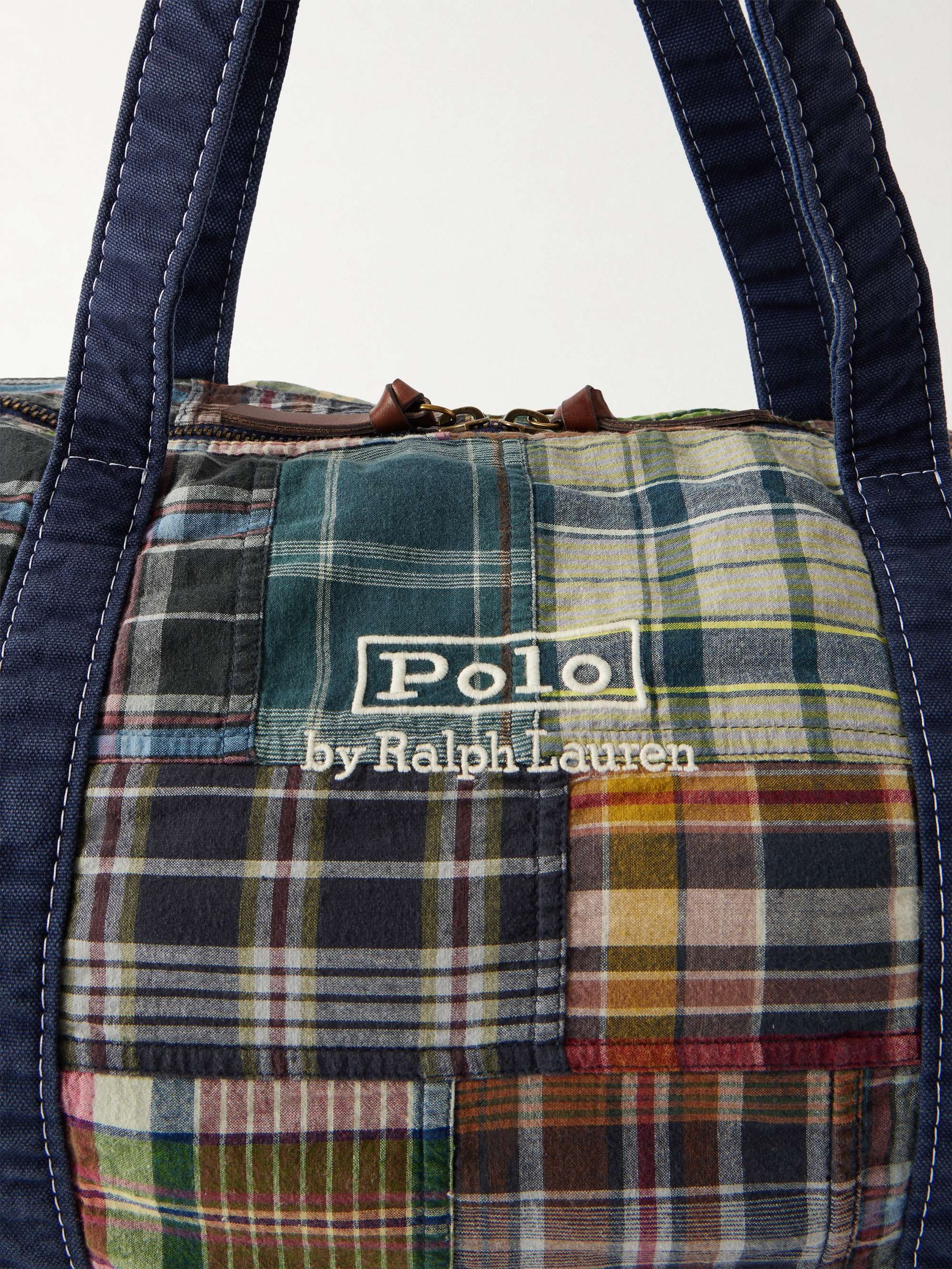 POLO RALPH LAUREN Large Patchwork Checked Cotton-Madras Duffle Bag