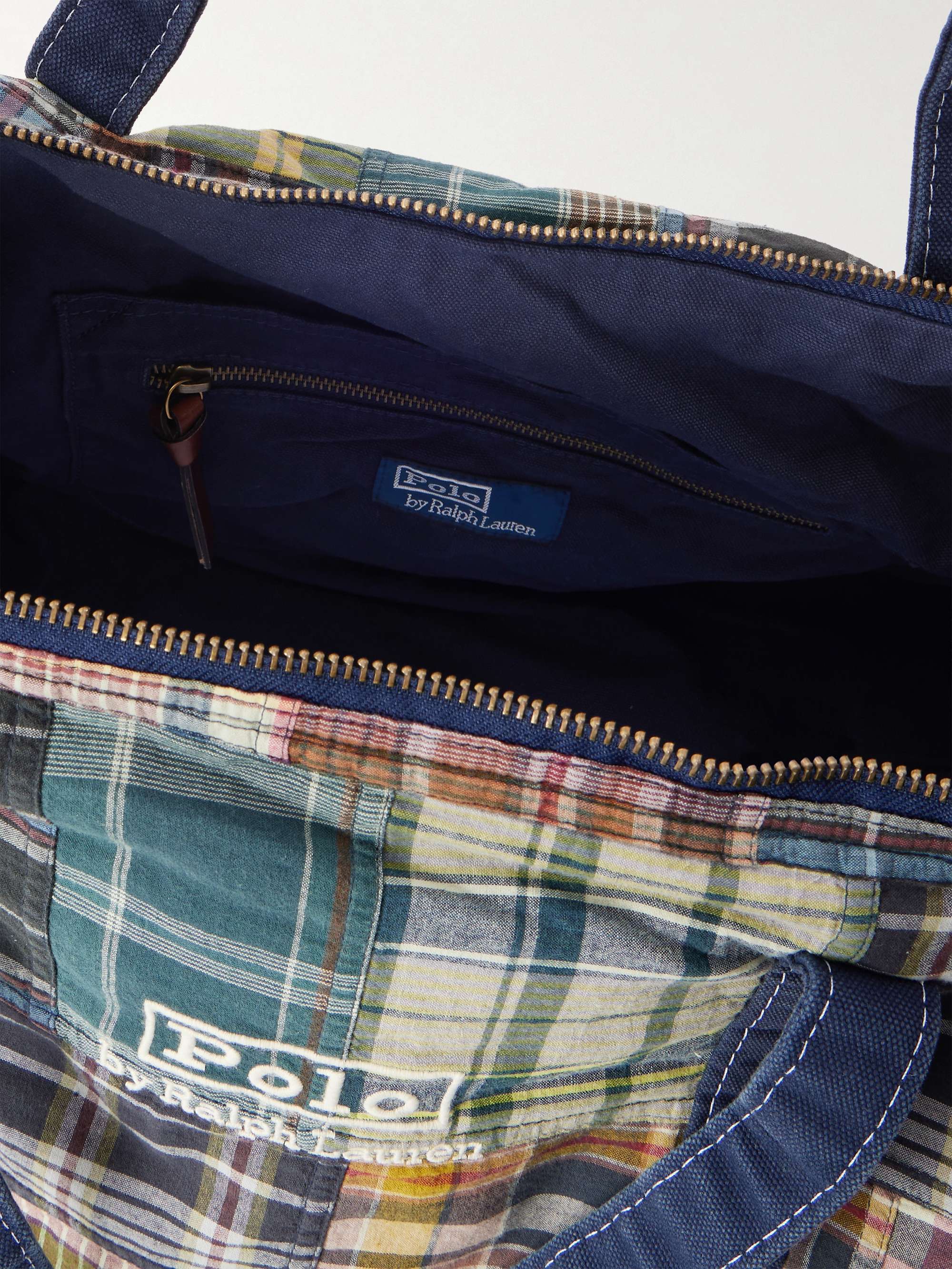 POLO RALPH LAUREN Large Patchwork Checked Cotton-Madras Duffle Bag
