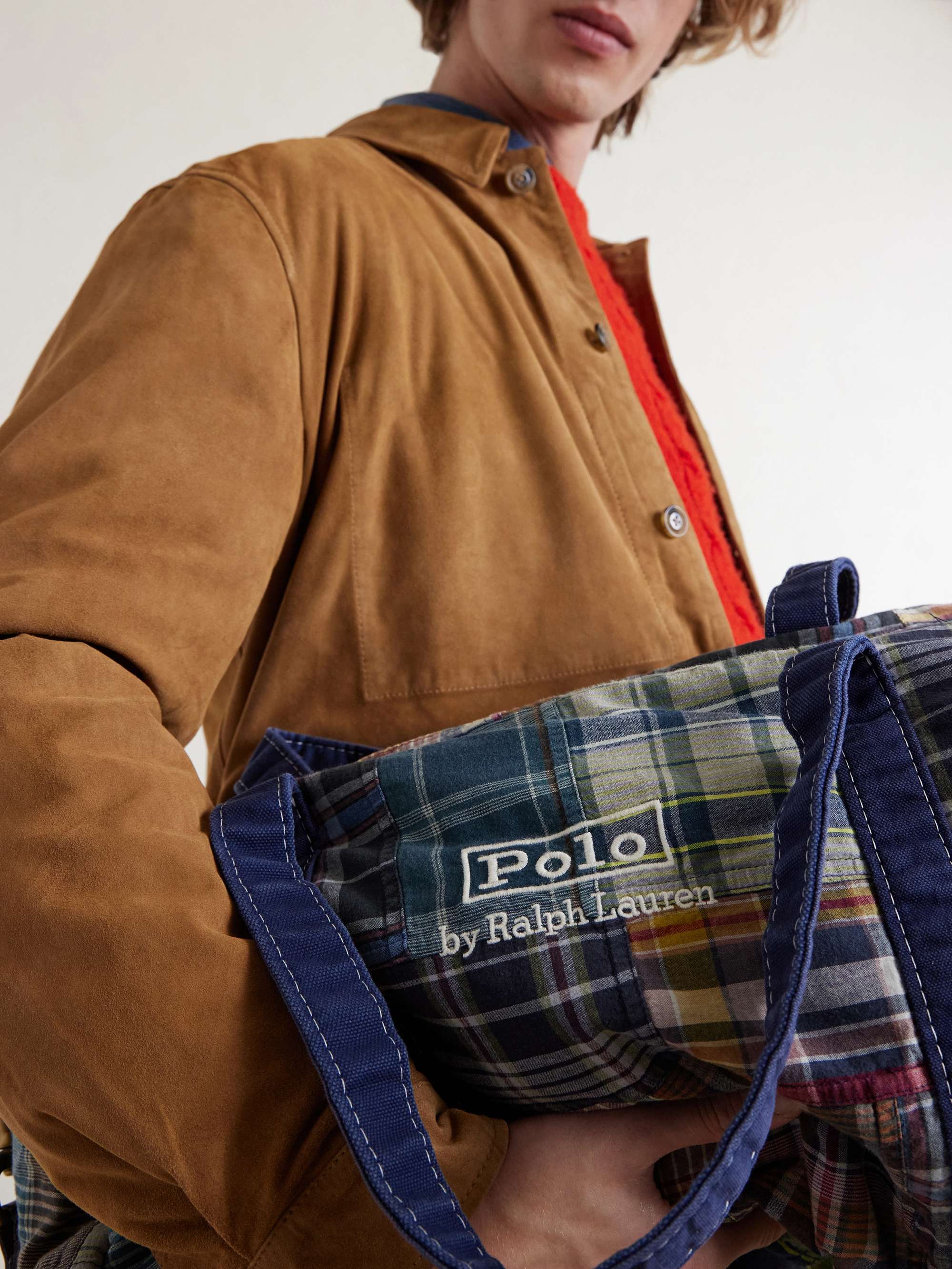 POLO RALPH LAUREN Large Patchwork Checked Cotton-Madras Duffle Bag
