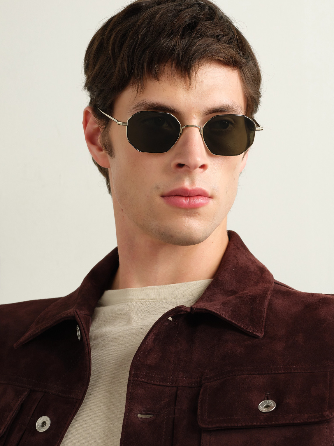 Ahlem Trocadero Octagon-frame Gold-tone Sunglasses In Brown