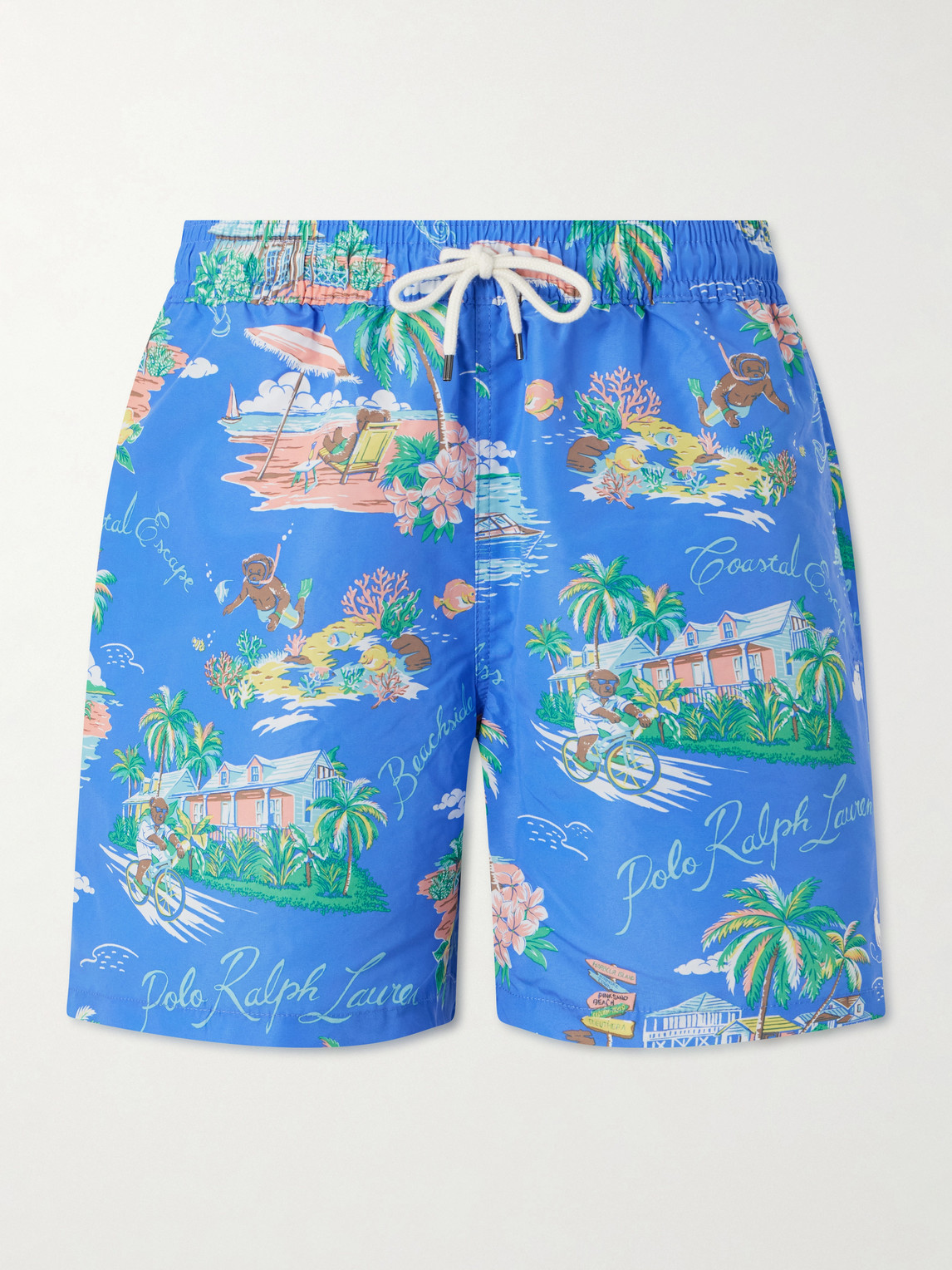 Straight-Leg Mid-Length Printed Recycled Swim Shorts