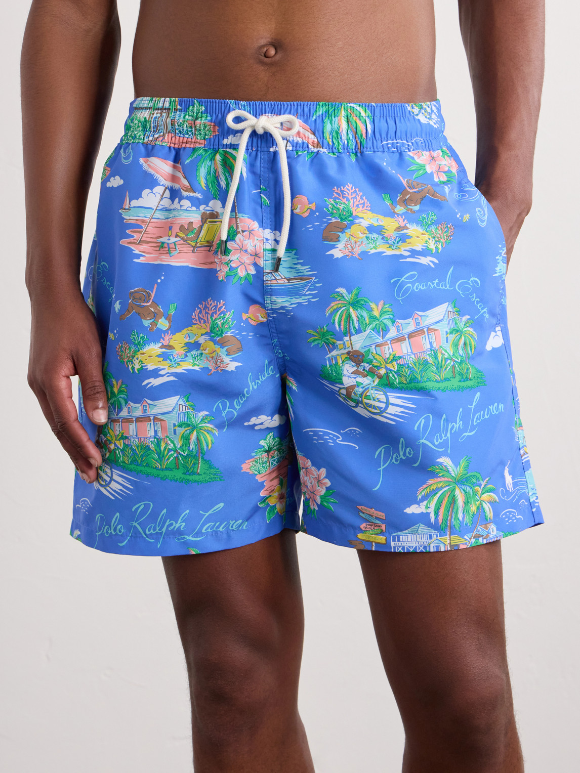 Straight-Leg Mid-Length Printed Recycled Swim Shorts