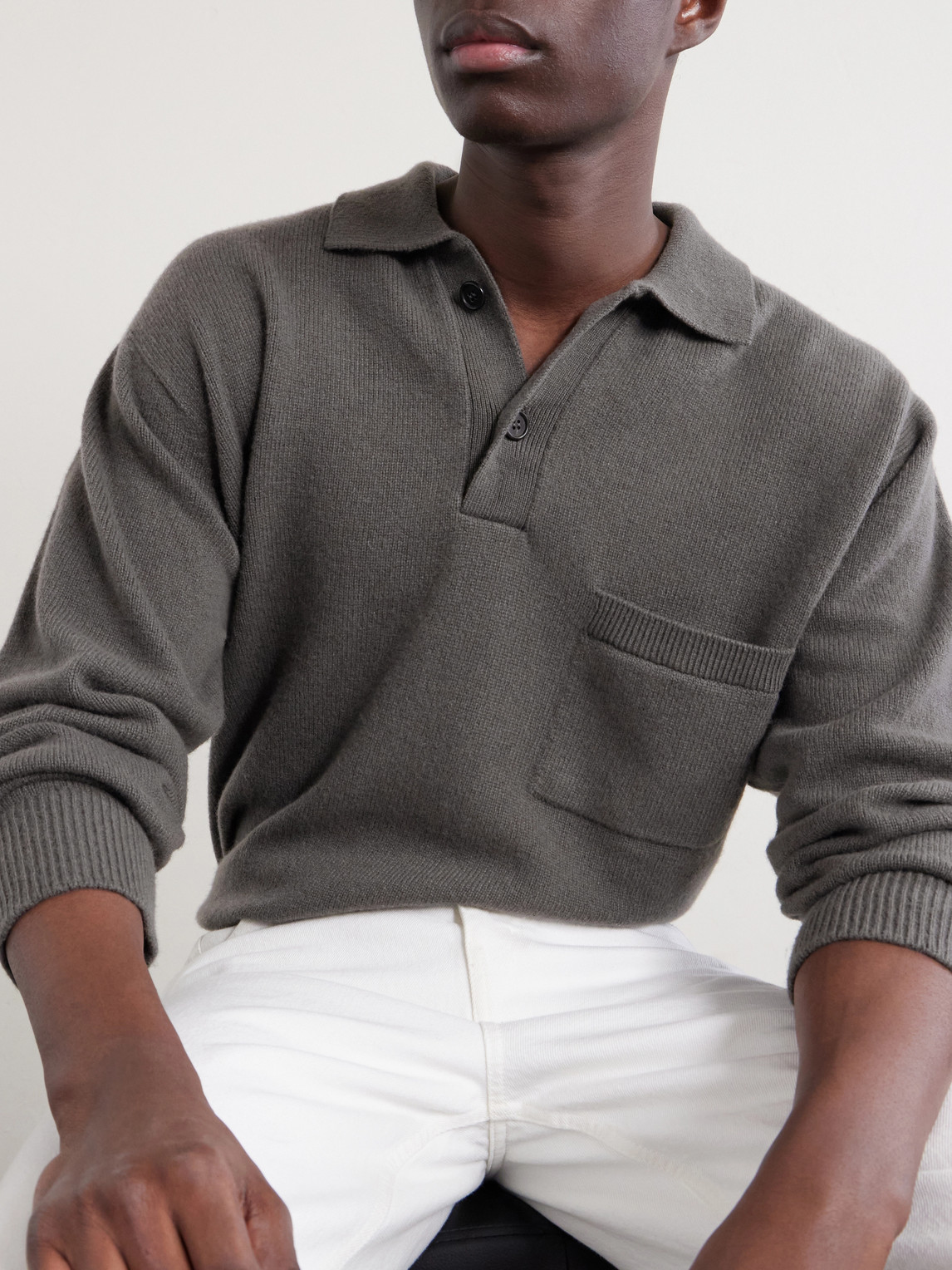Merino Wool And Cashmere-Blend Polo Sweater