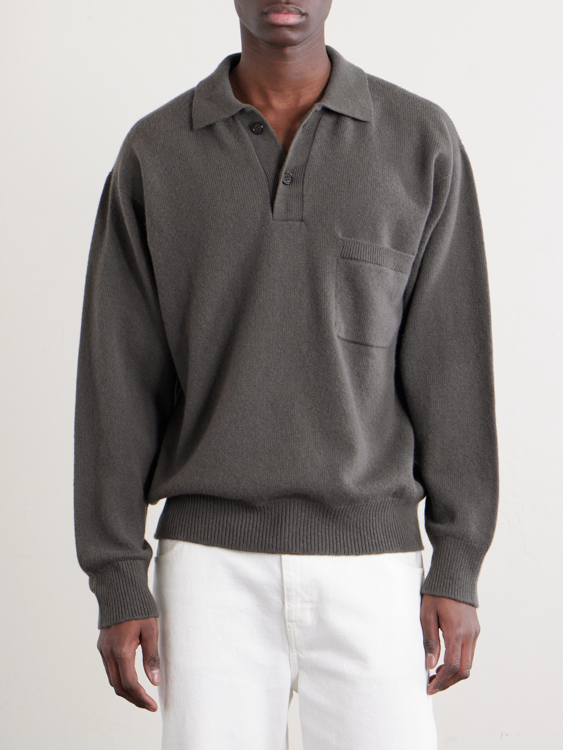 Merino Wool And Cashmere-Blend Polo Sweater