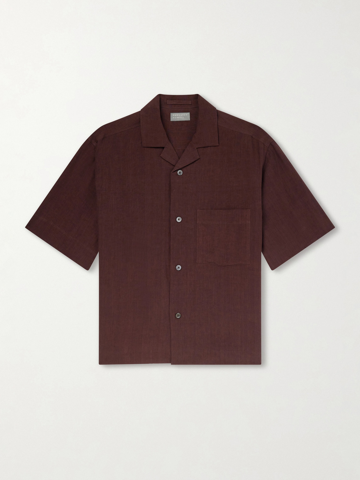Margaret Howell Camp-collar Linen Shirt In Brown