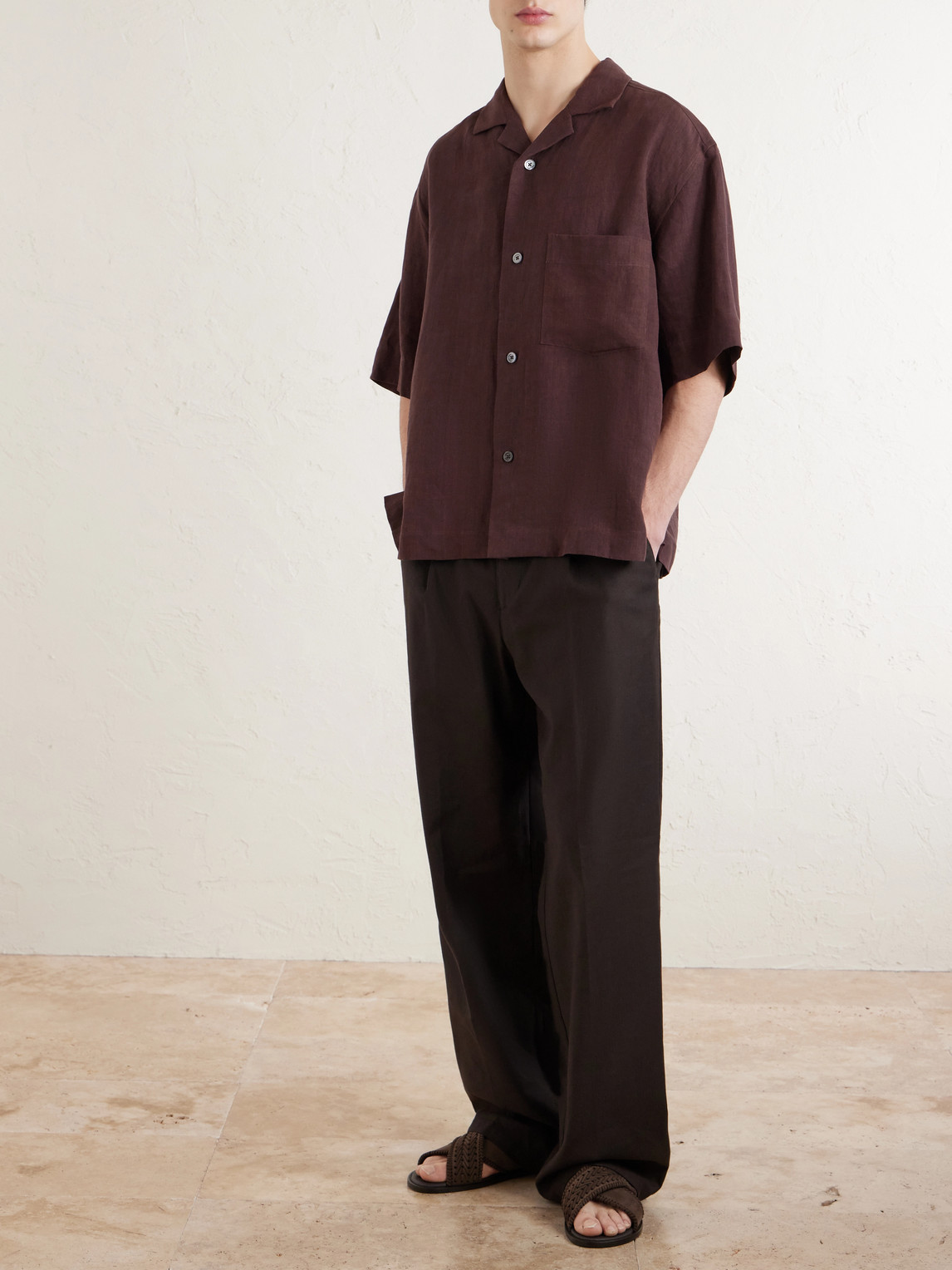 Camp-Collar Linen Shirt