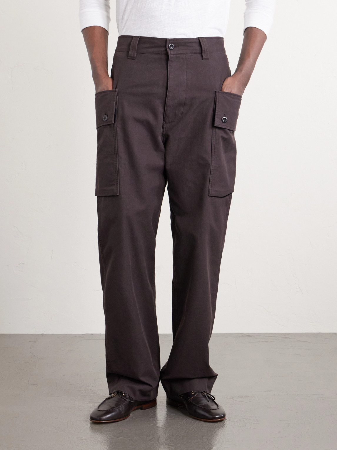 Straight-Leg Cotton-Twill Cargo Trousers