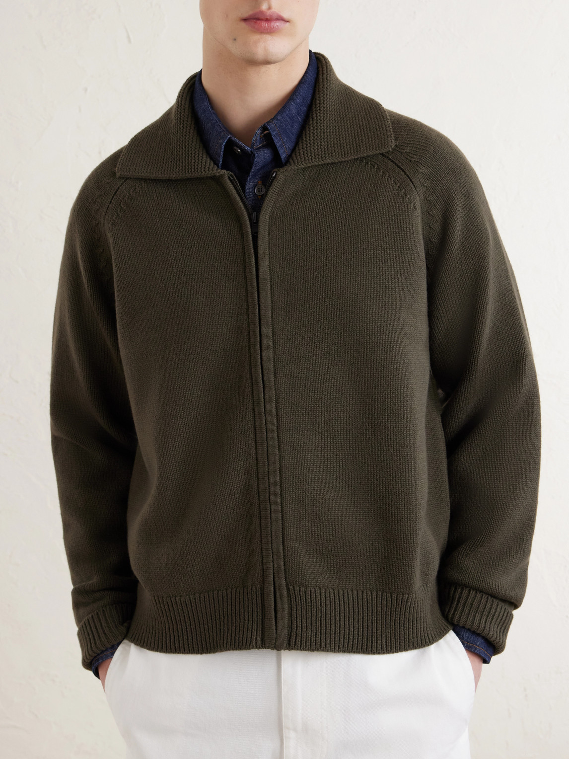  Margaret Howell - Merino Wool Zip-up Cardigan - Men - Green - M 