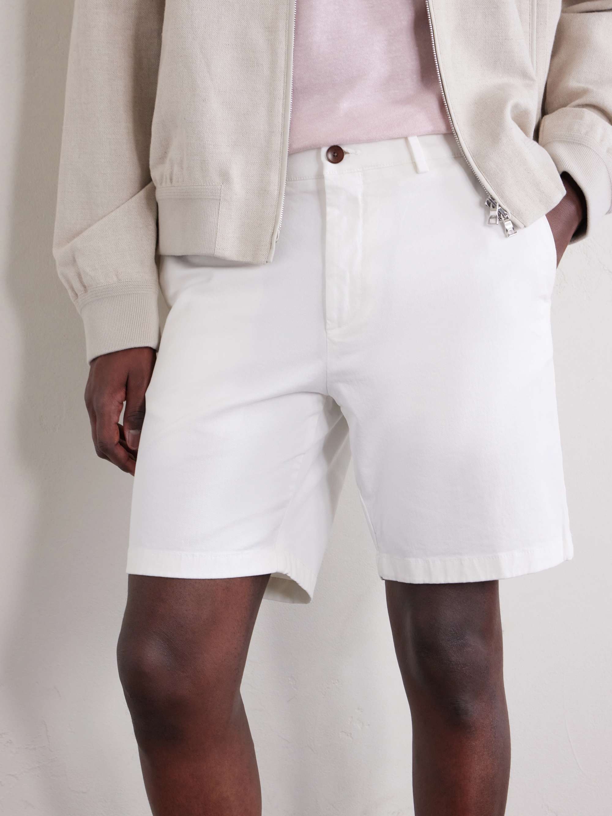 MR P. Straight-Leg Garment-Dyed Cotton-Blend Twill Bermuda Shorts