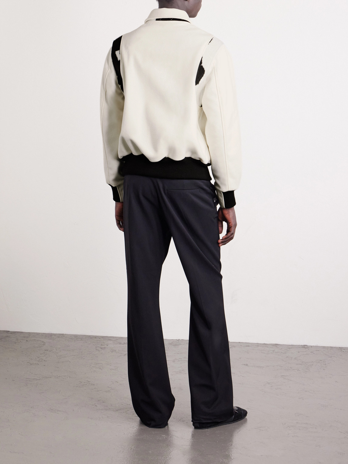 Golden Bear The Hayes Cow-print Wool-blend Varsity Jacket In White