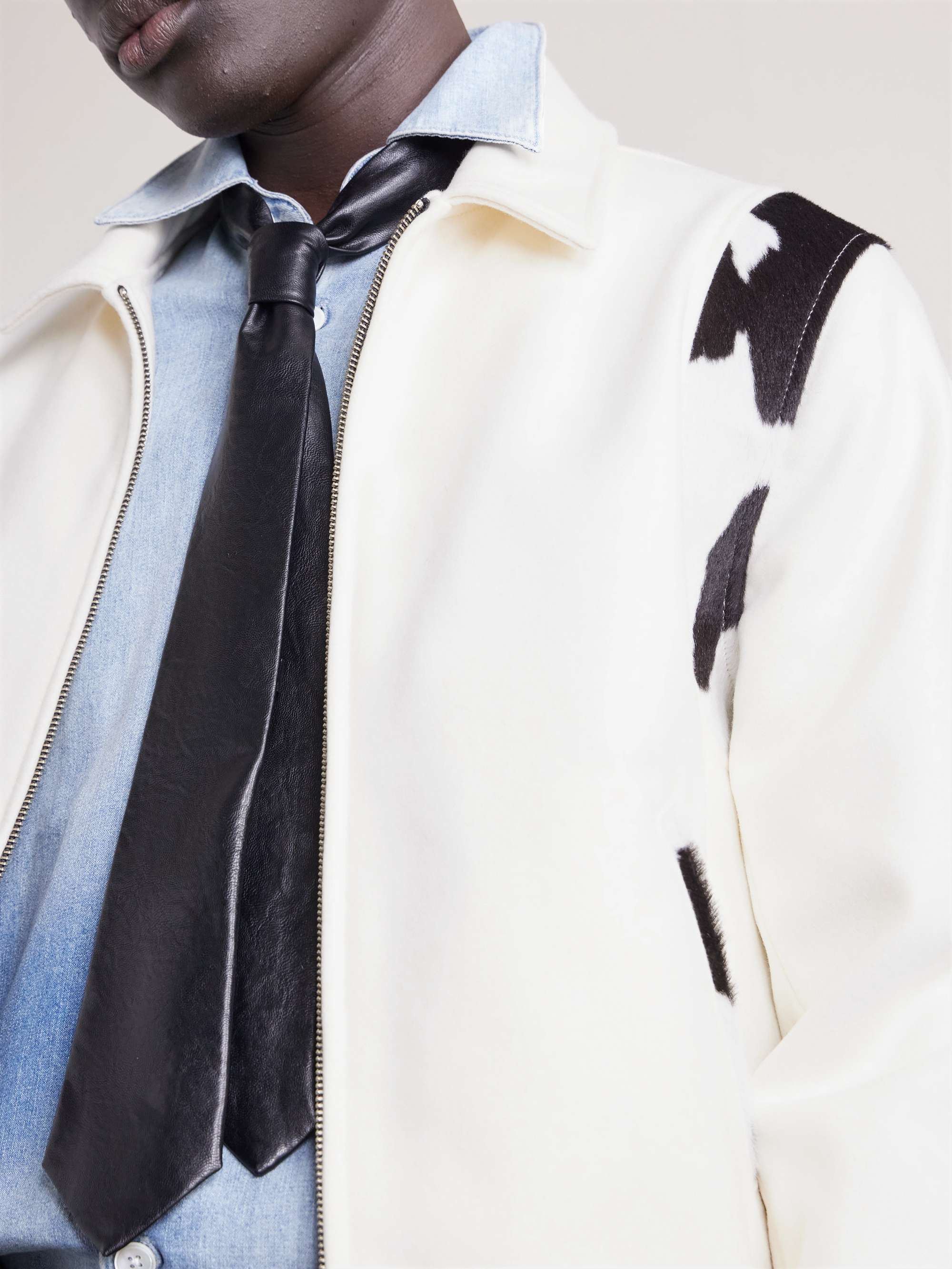 GOLDEN BEAR The Hayes Leather-Trimmed Wool-Blend Varsity Jacket