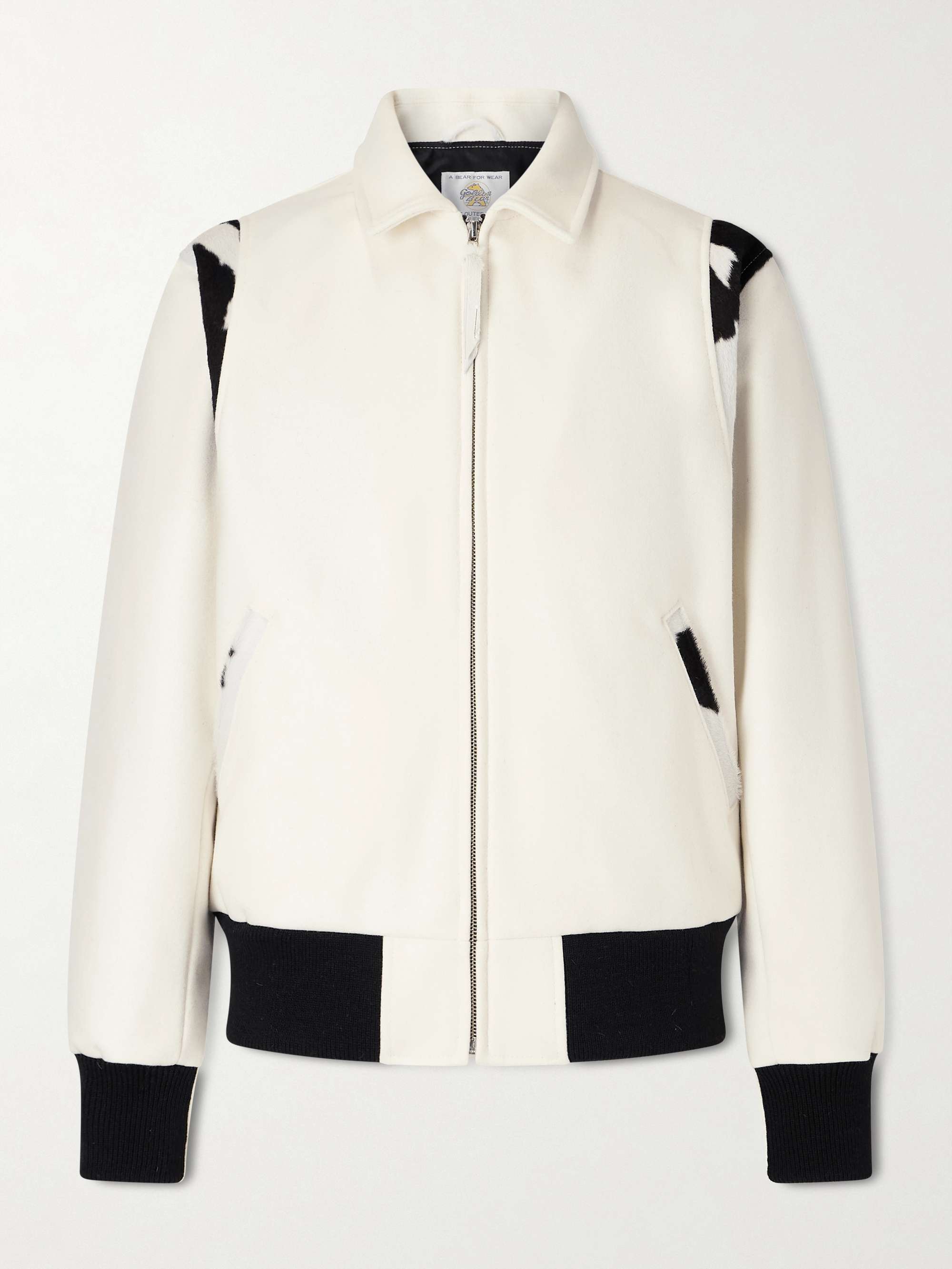 GOLDEN BEAR The Hayes Leather-Trimmed Wool-Blend Varsity Jacket