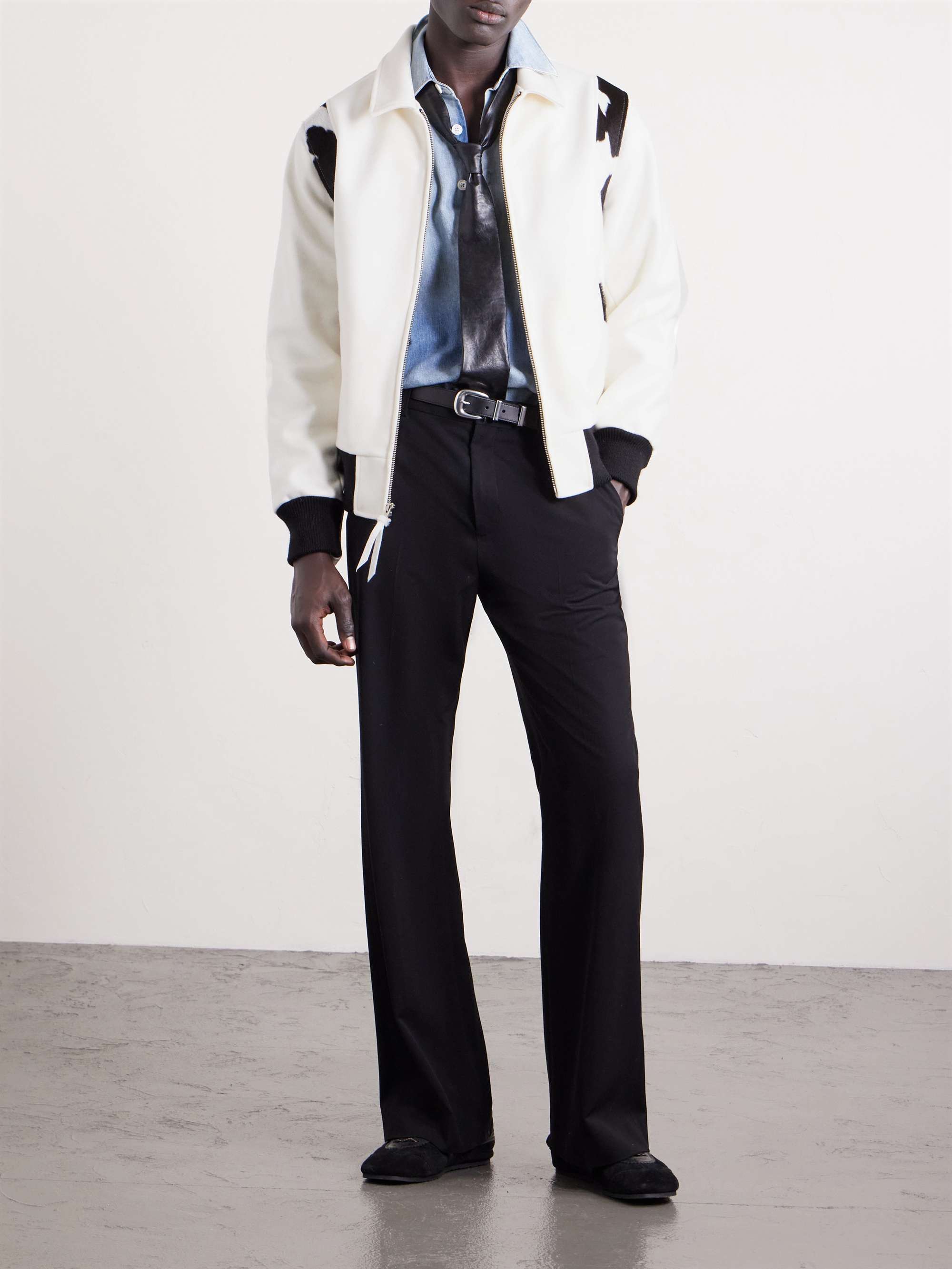 GOLDEN BEAR The Hayes Leather-Trimmed Wool-Blend Varsity Jacket