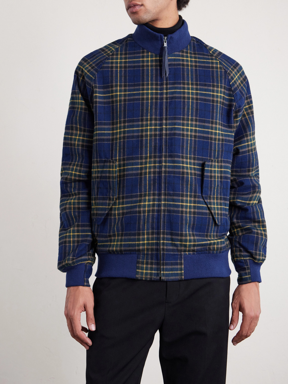 Golden Bear - Raleigh Checked Cotton Bomber Jacket - Men - Blue - Xs 