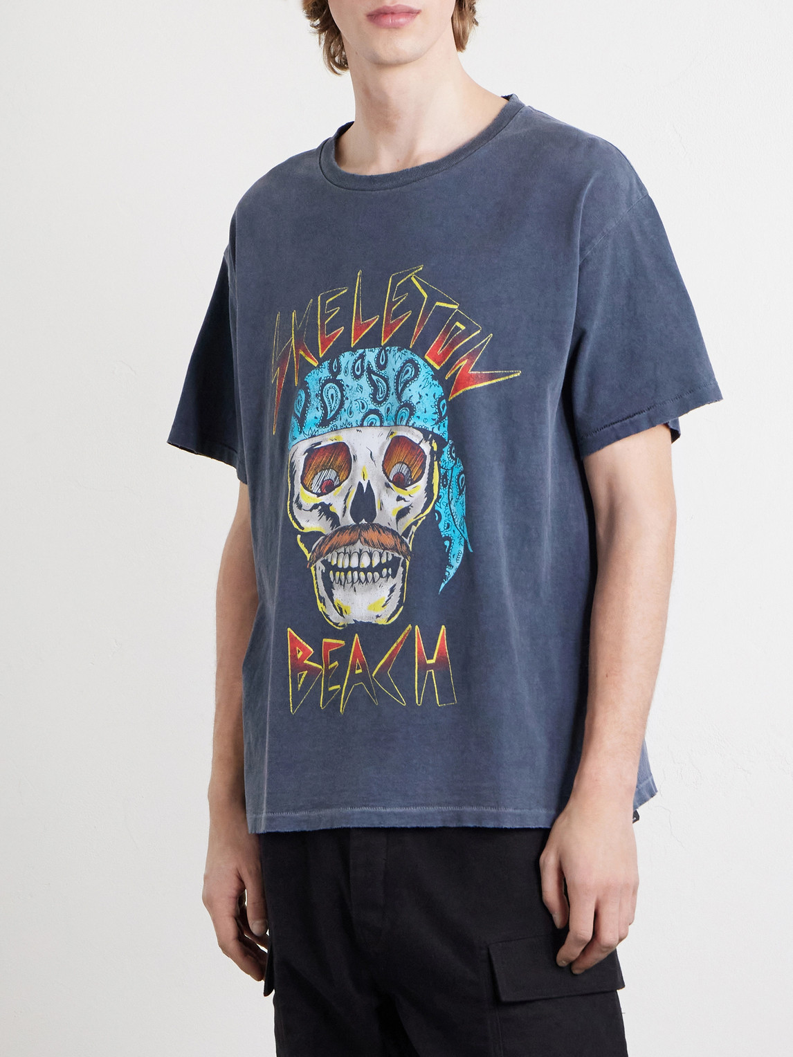  Gallery Dept. - Skeleton Beach Distressed Printed Cotton T-shirt - Men - Black - S 
