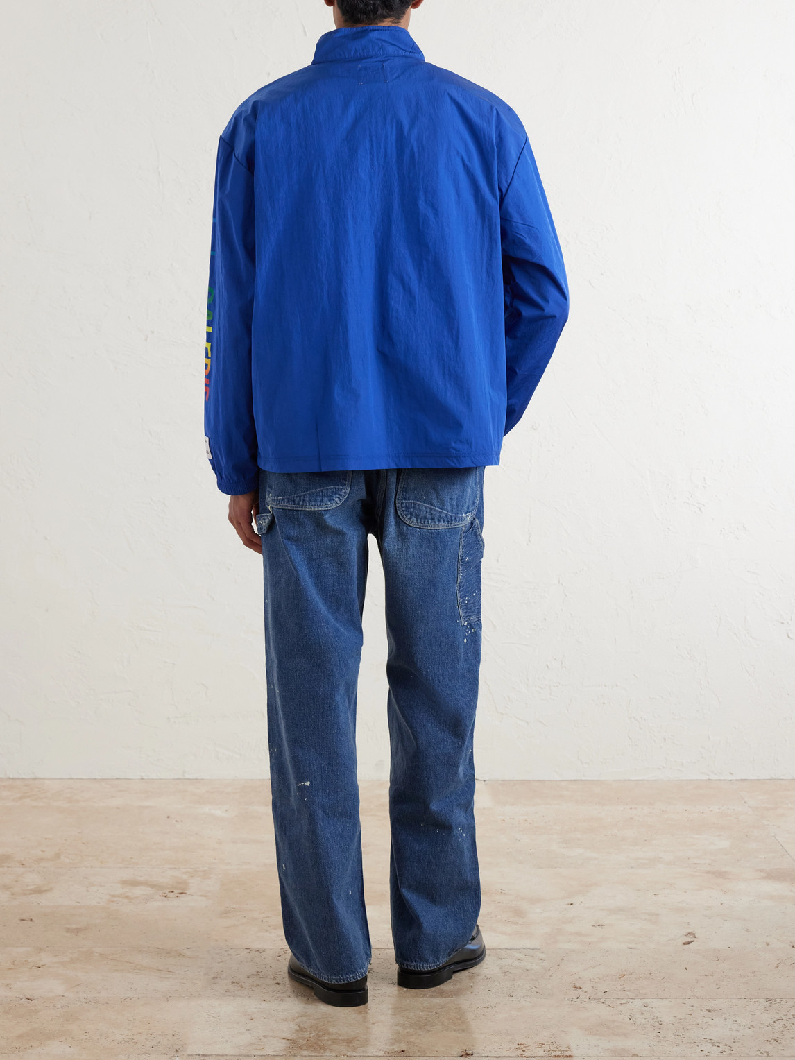 Gallery Dept. Wave Logo-print Shell Half-zip Jacket In Blue