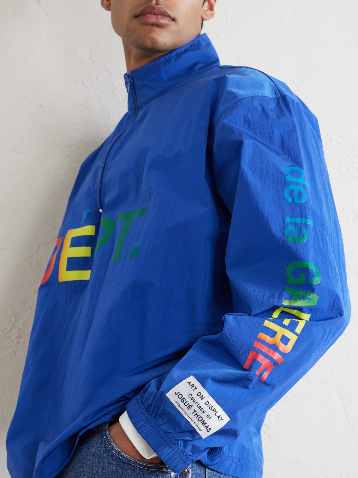 Gallery Dept. Wave Logo-print Shell Half-zip Jacket In Blue
