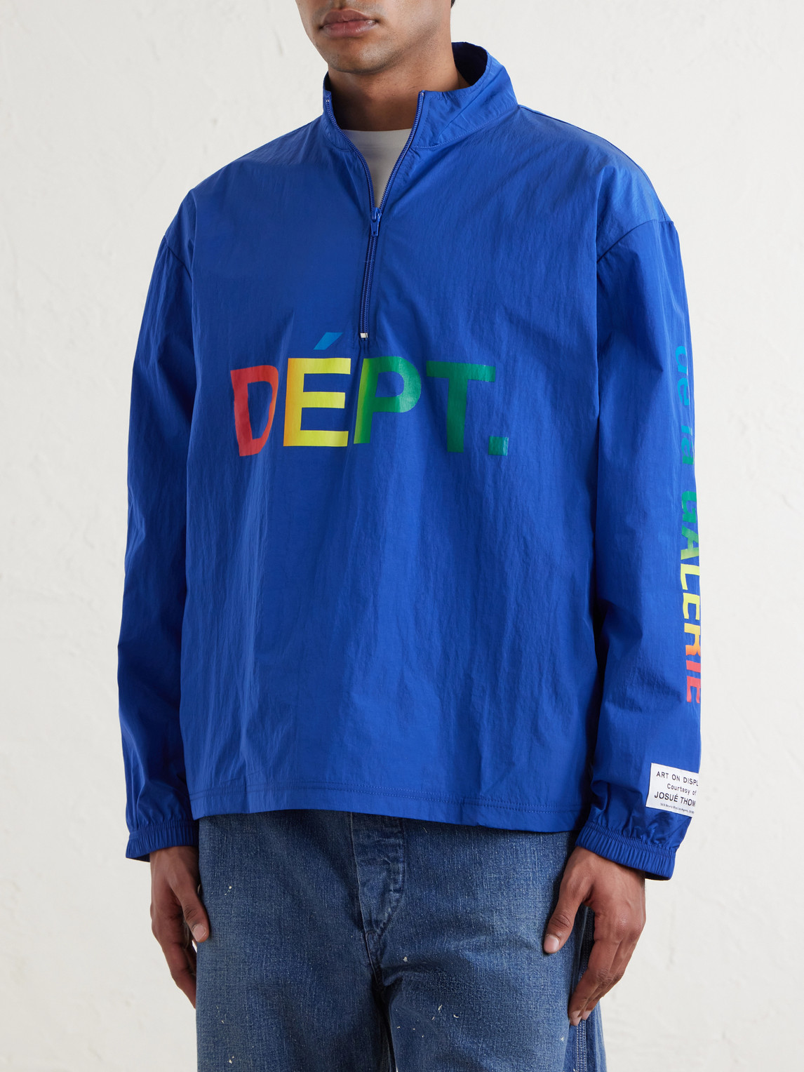 Gallery Dept. Wave Logo-print Shell Half-zip Jacket In Blue