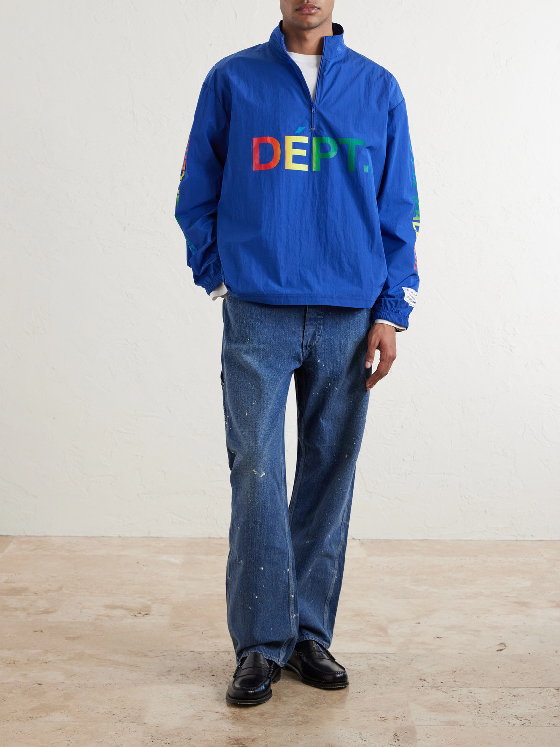 Gallery Dept. Wave Logo-print Shell Half-zip Jacket In Blue