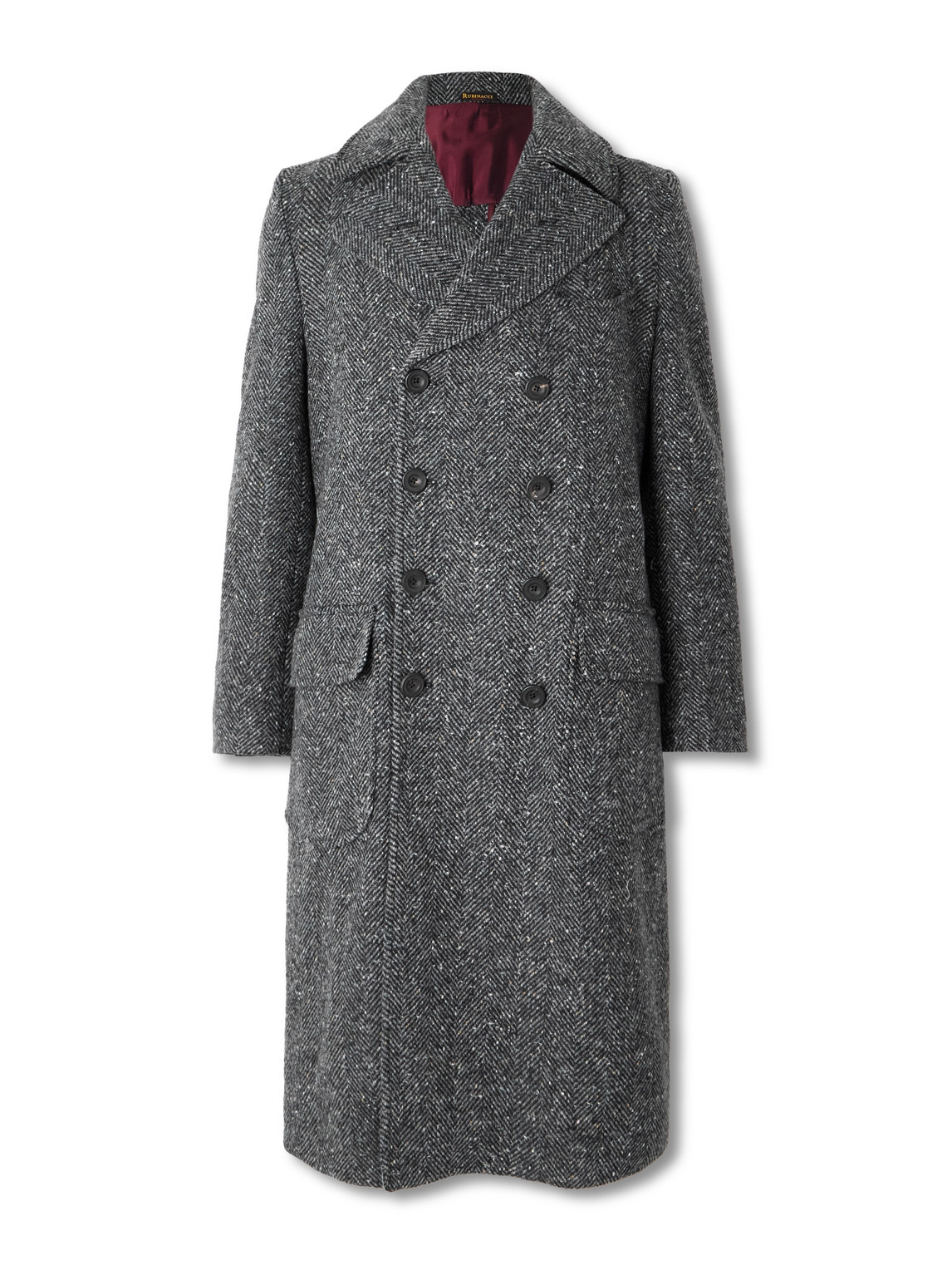 Rubinacci Double-breasted Belted Virgin Wool And Cashmere-blend Coat In Gray