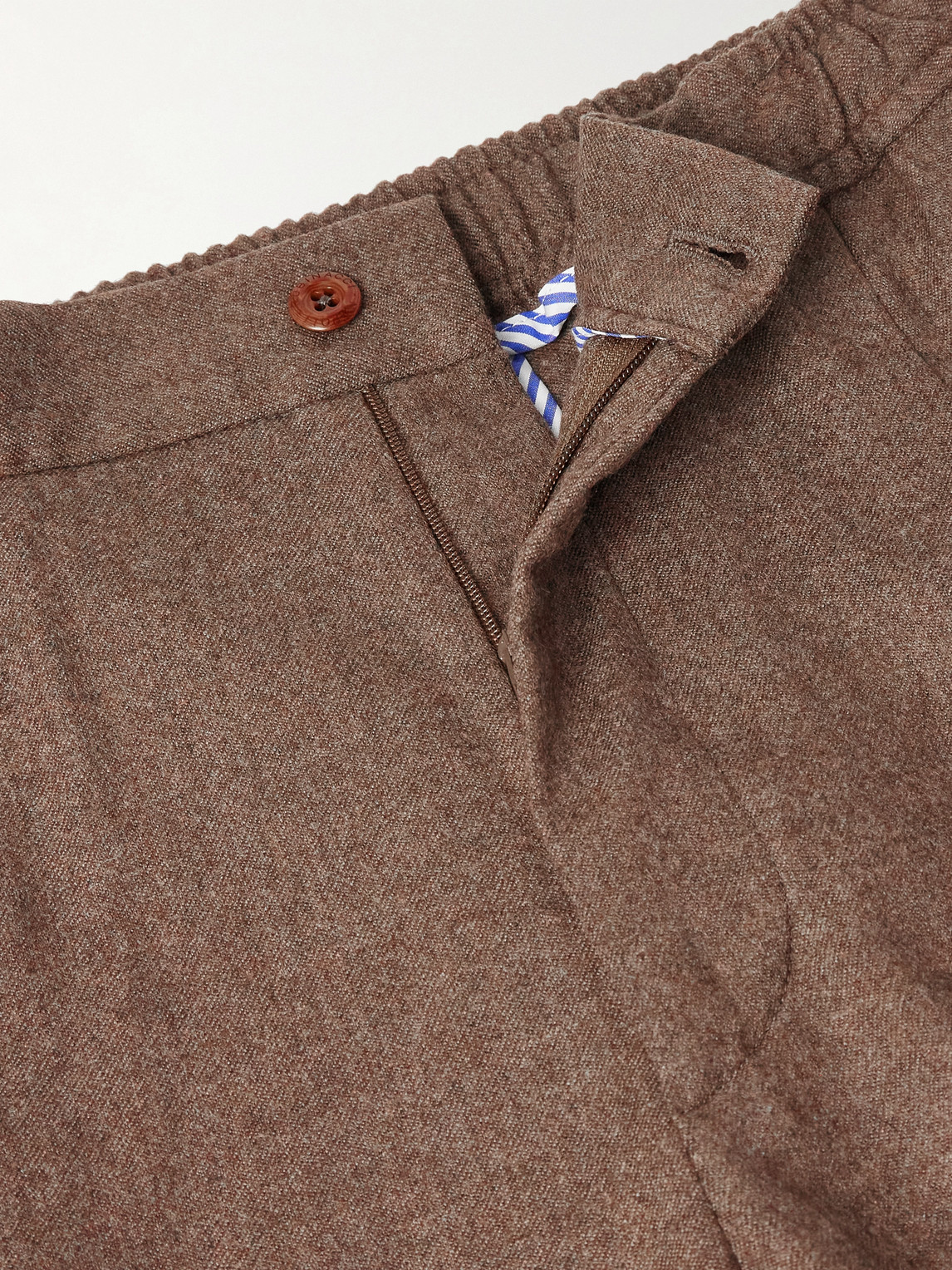 Rubinacci Leisure Straight-leg Pleated Wool-flannel Trousers In Brown