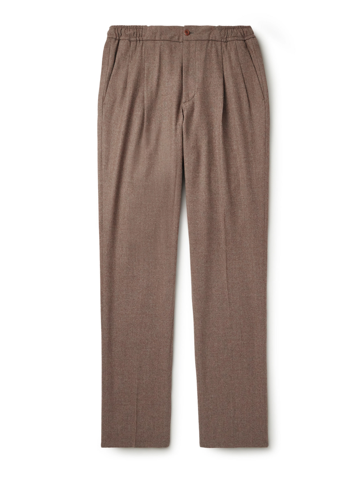 Rubinacci Leisure Straight-leg Pleated Wool-flannel Trousers In Brown