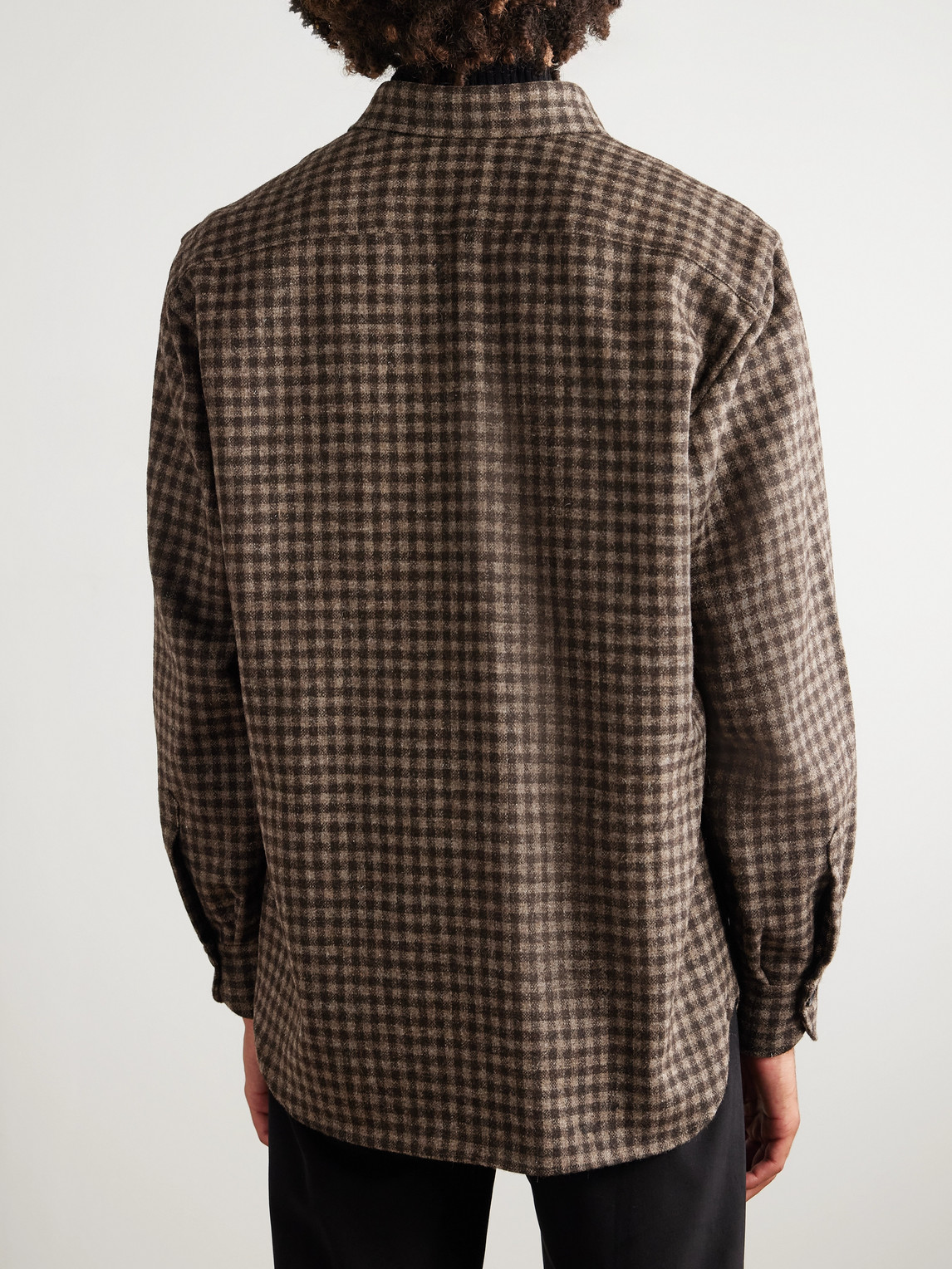 Rubinacci Checked Wool Shirt In Brown