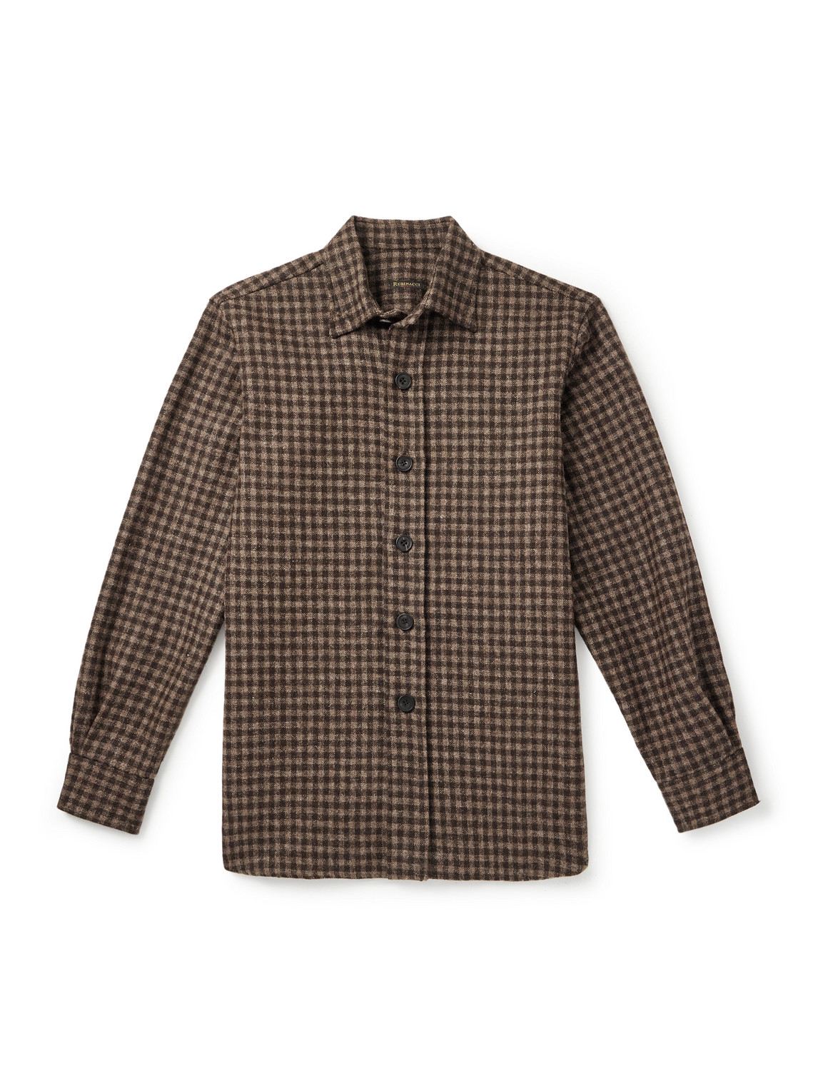 Rubinacci Checked Wool Shirt In Brown