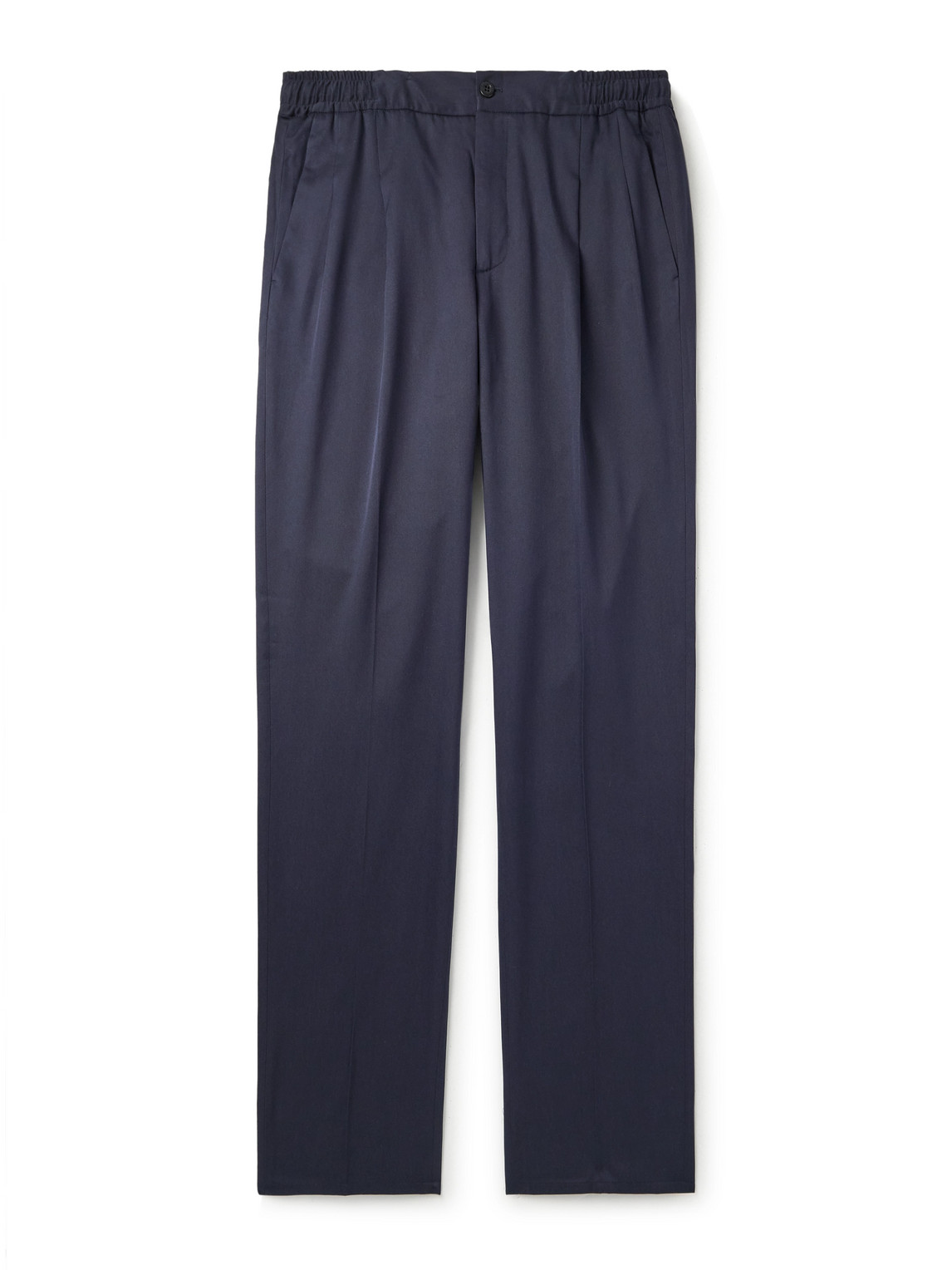 Rubinacci Leisure Straight-leg Pleated Silk-twill Trousers In Blue