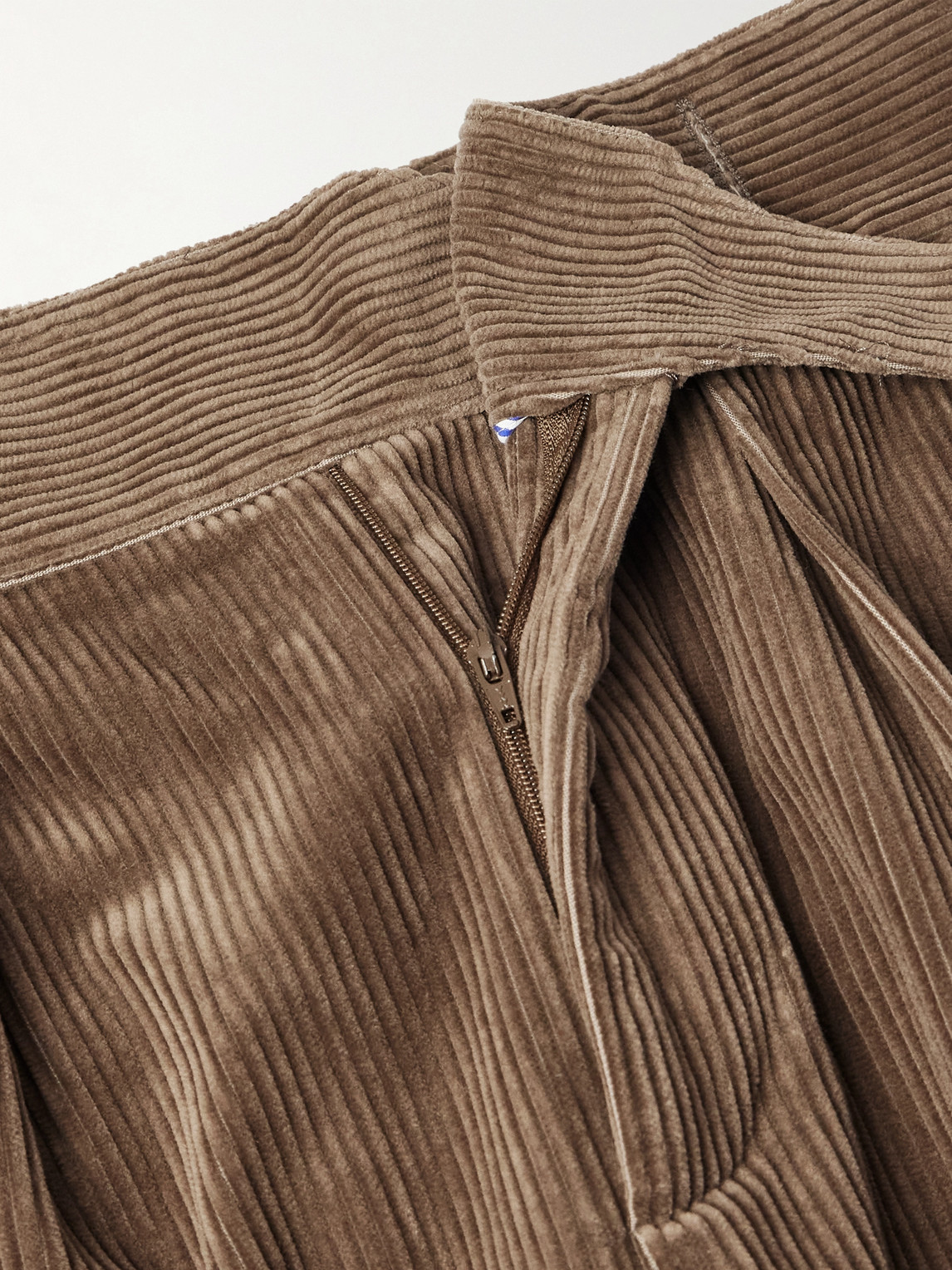 Rubinacci Manny Straight-leg Pleated Cotton Trousers In Brown