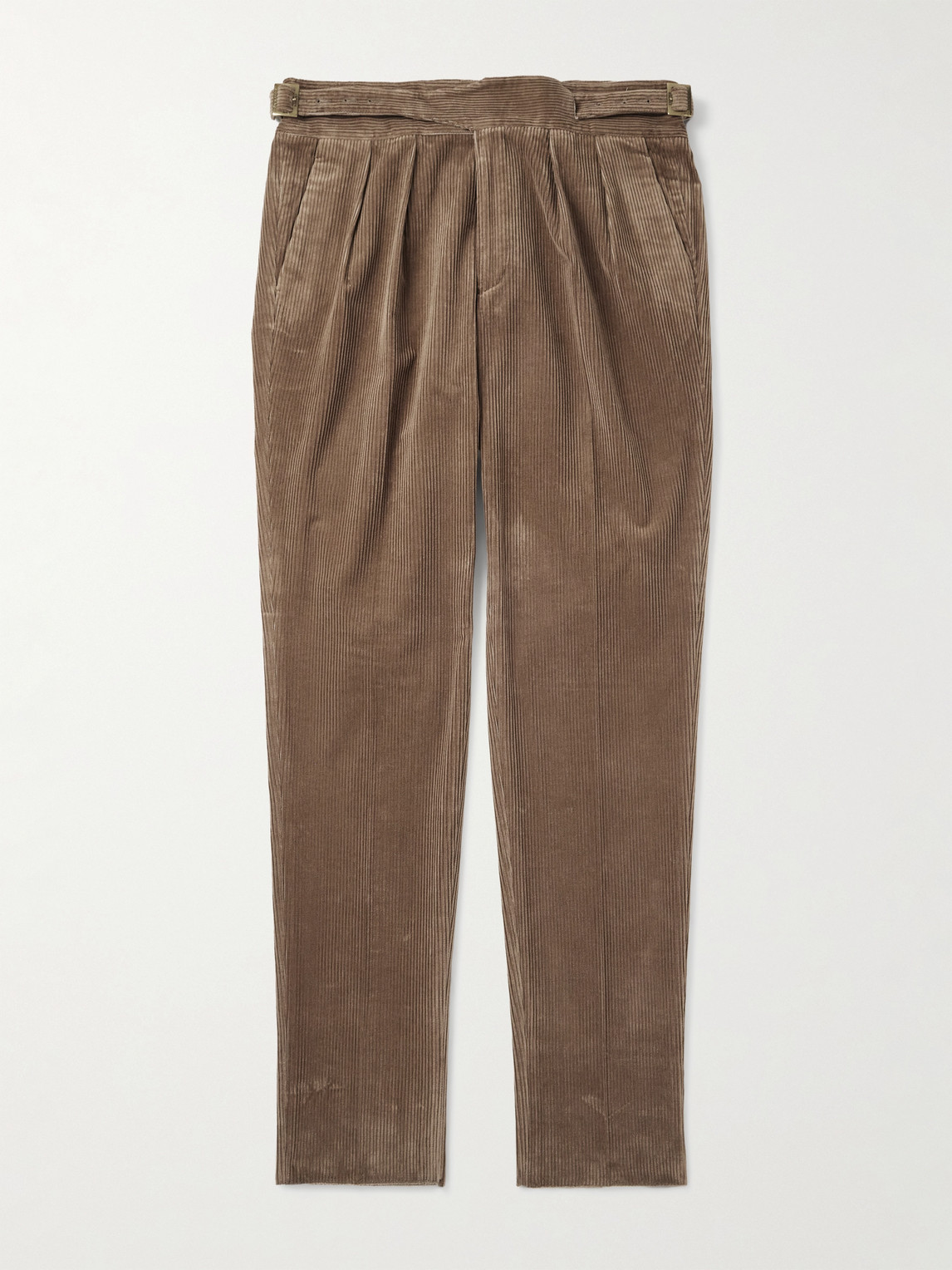 Rubinacci Manny Straight-leg Pleated Cotton Trousers In Brown