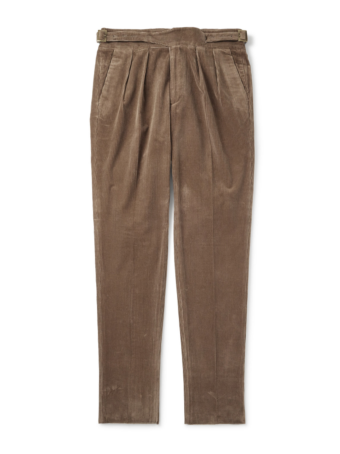 Rubinacci Manny Straight-leg Pleated Cotton Trousers In Brown