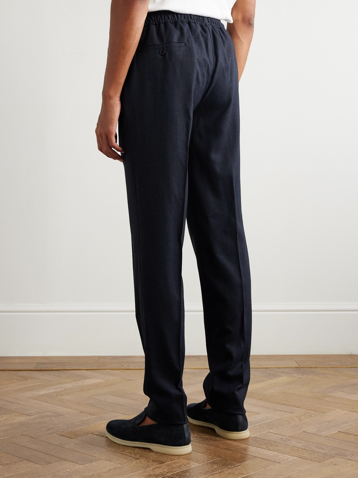 Rubinacci Leisure Straight-leg Pleated Wool-flannel Trousers In Blue