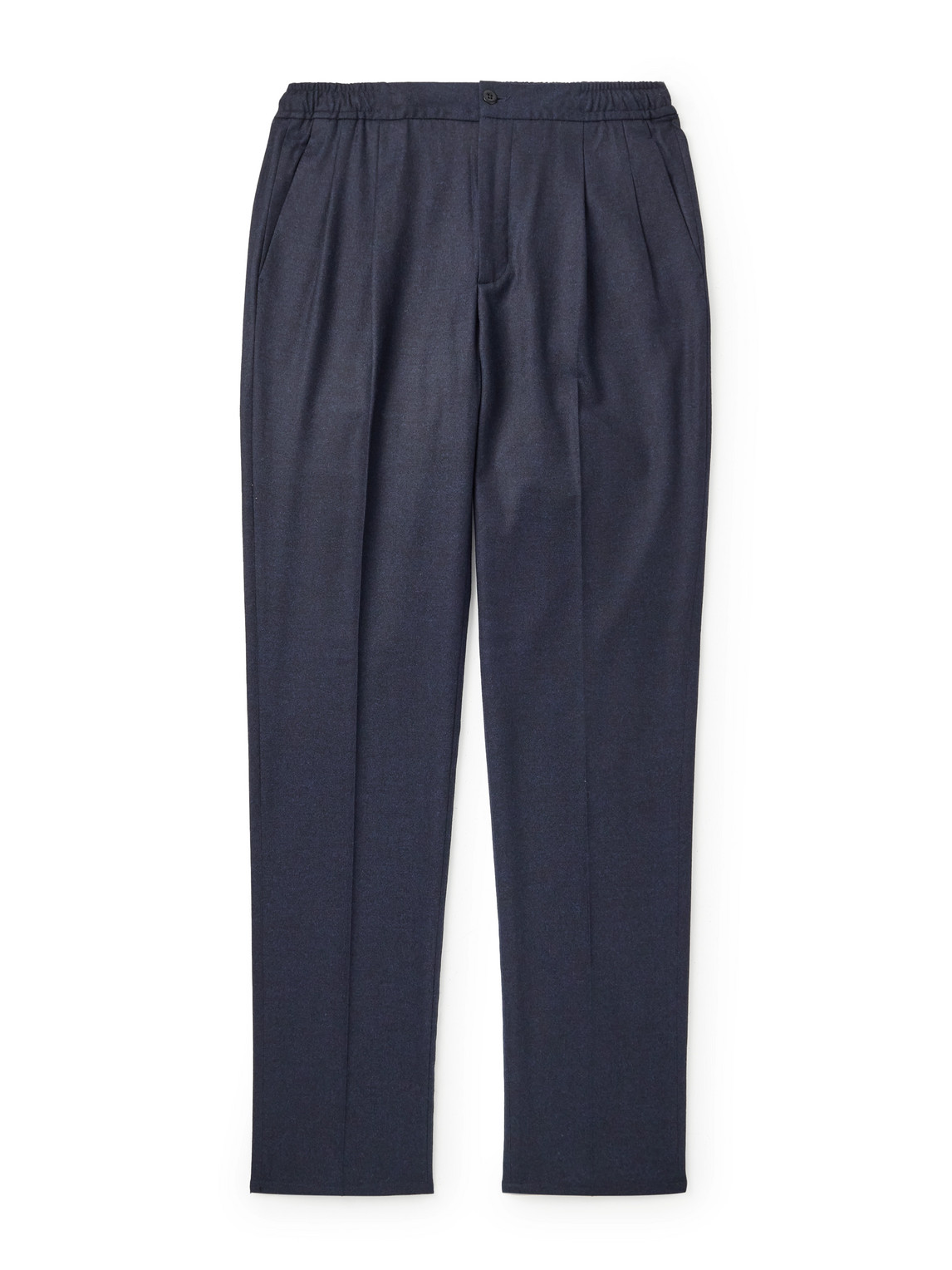 Rubinacci Leisure Straight-leg Pleated Wool-flannel Trousers In Blue