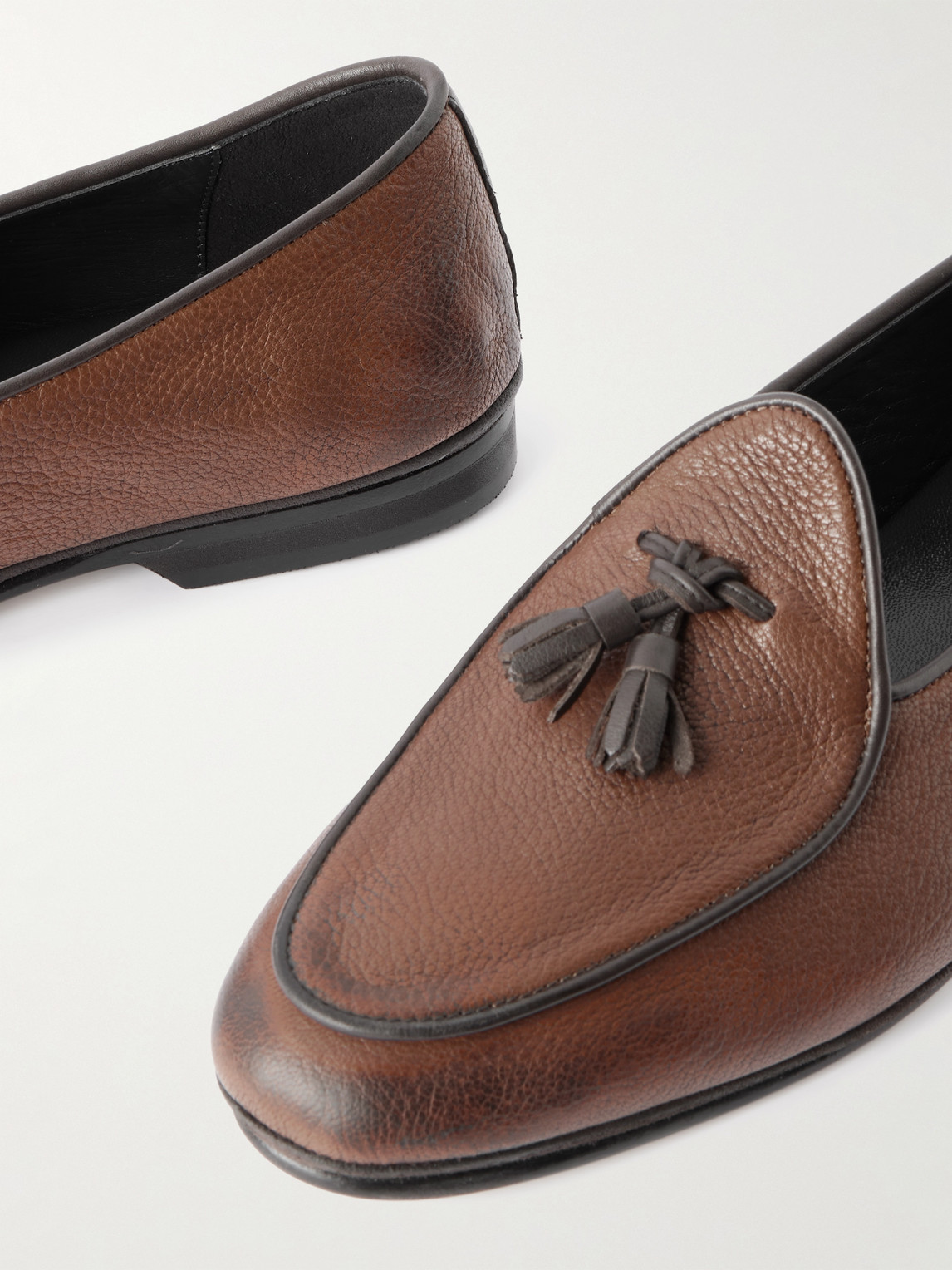 Rubinacci Tasseled Full-grain Leather Loafers In Brown
