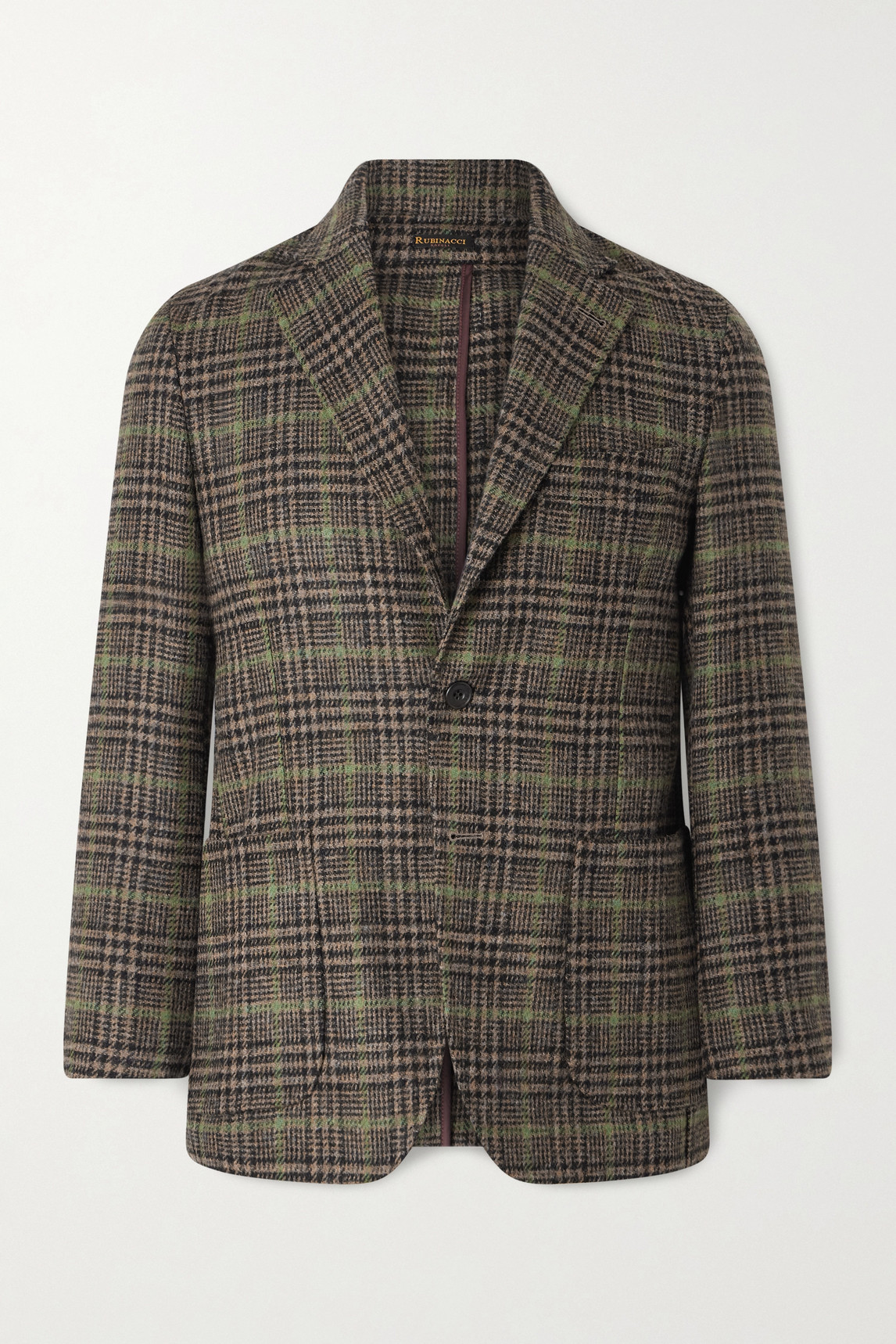 Rubinacci Prince Of Wales Checked Wool Blazer In Green