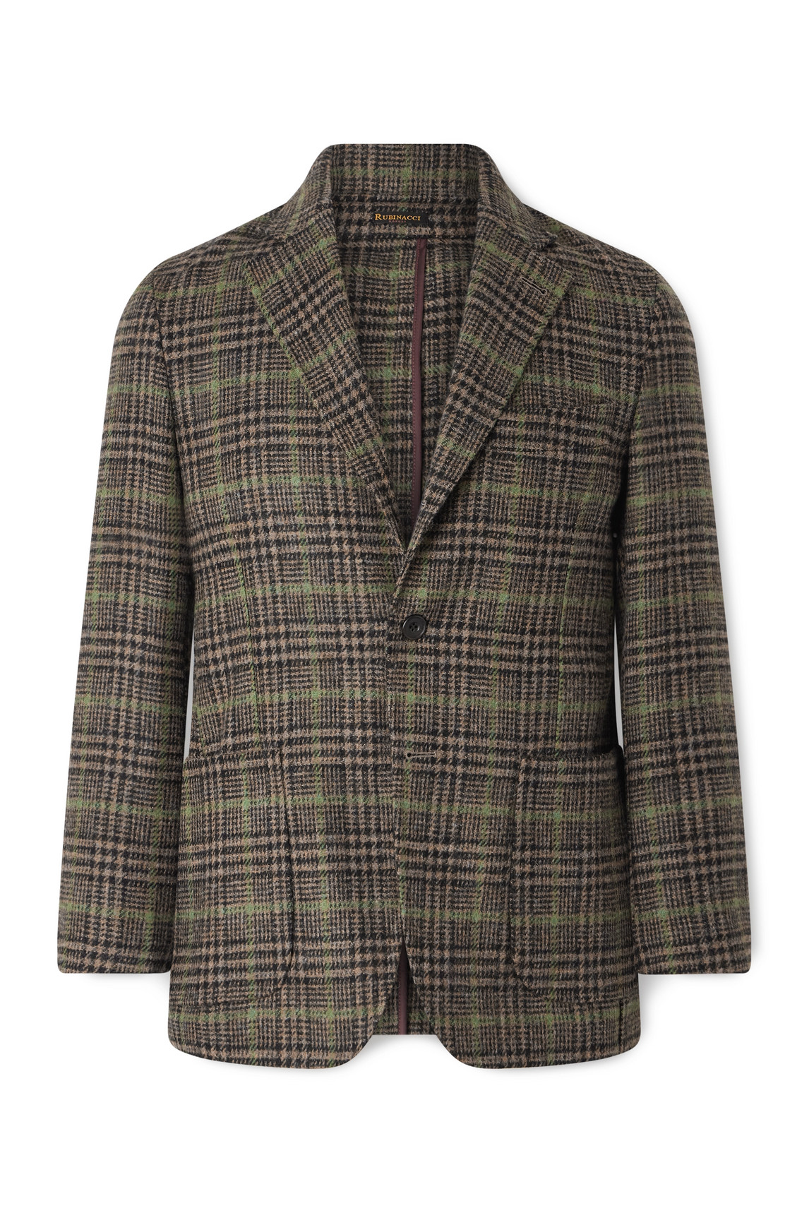 Rubinacci Prince Of Wales Checked Wool Blazer In Green