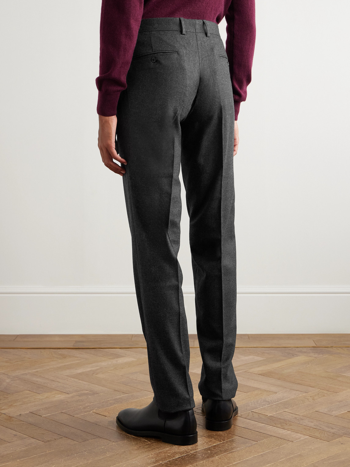 Rubinacci Luca Slim-fit Tapered Wool-flannel Trousers In Gray