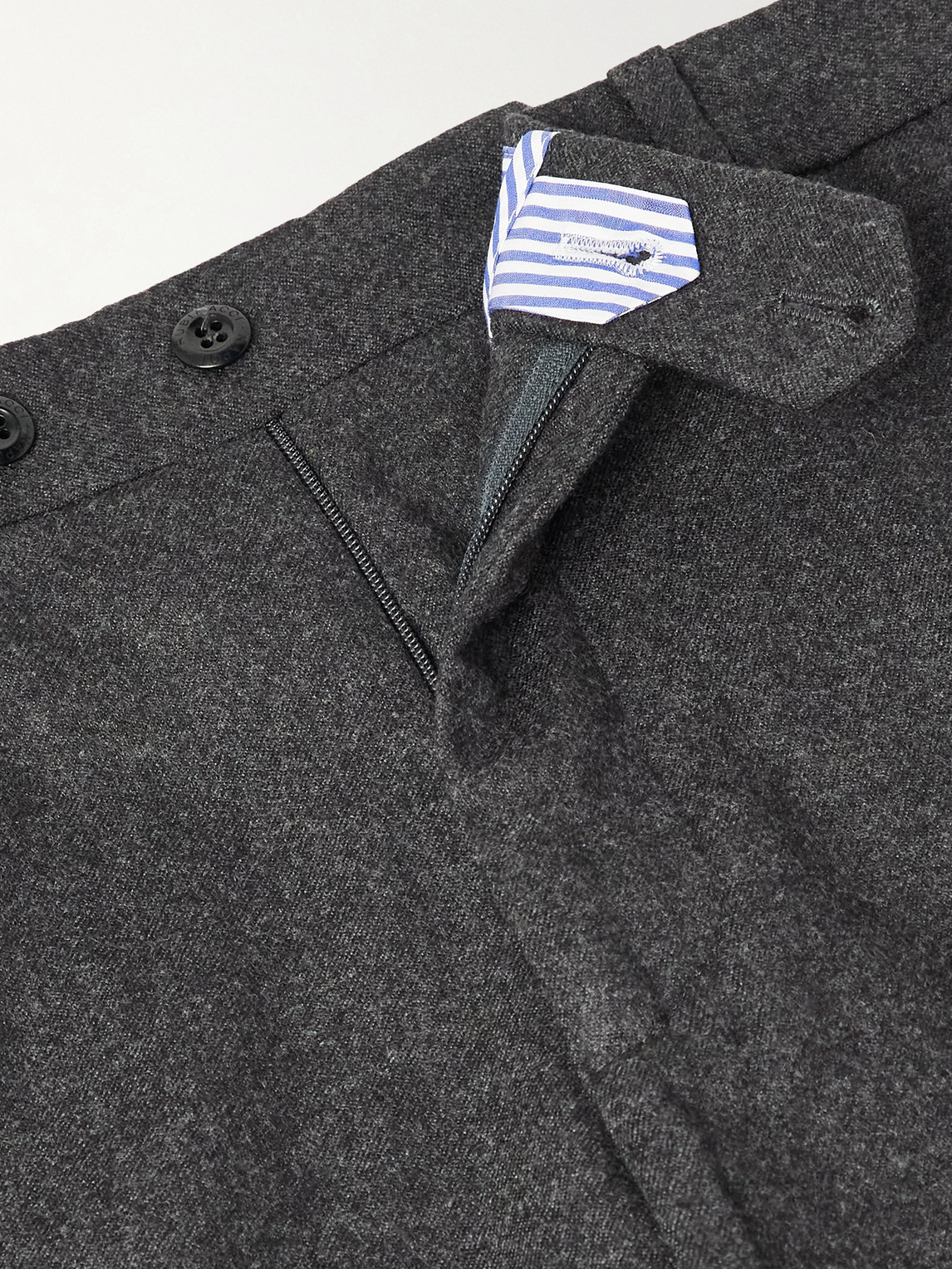 Rubinacci Luca Slim-fit Tapered Wool-flannel Trousers In Gray