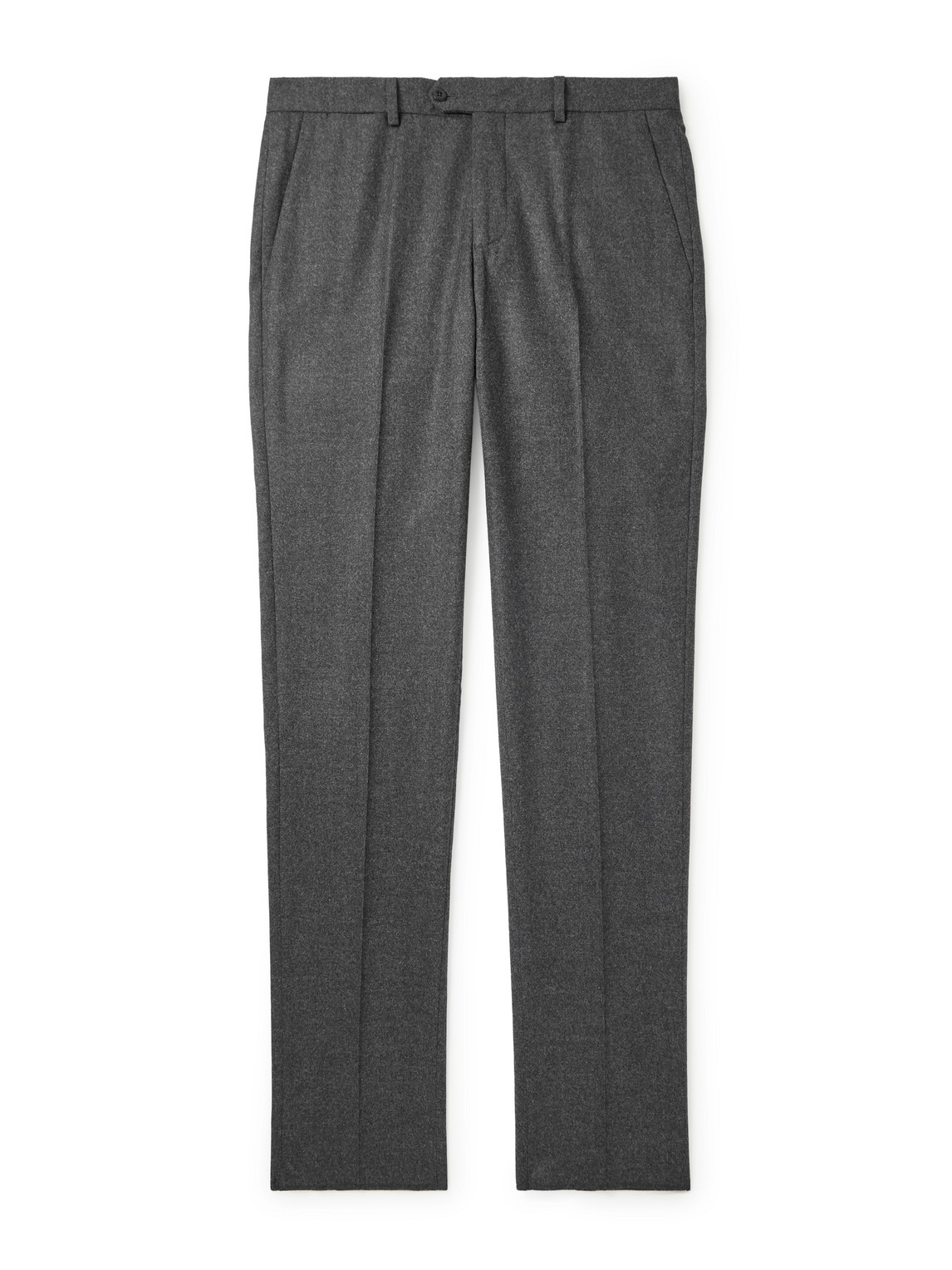 Rubinacci Luca Slim-fit Tapered Wool-flannel Trousers In Gray