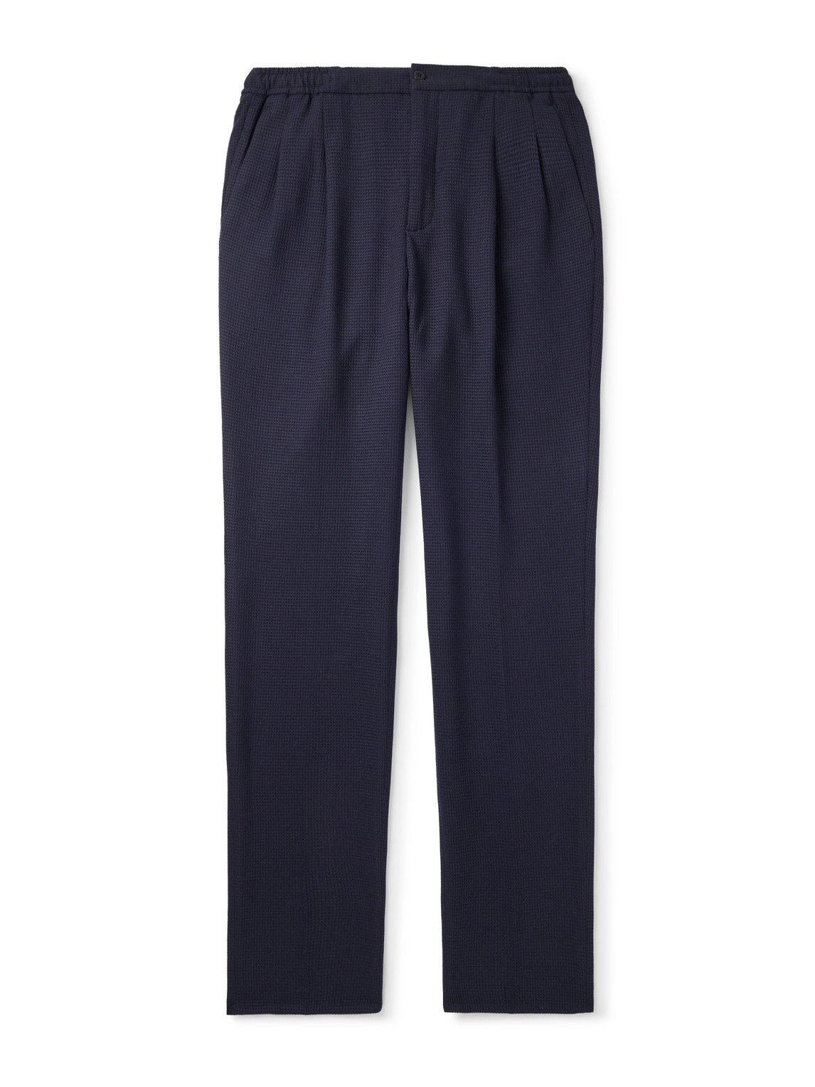 Rubinacci Straight-leg Pleated Super 130s Wool Trousers In Blue