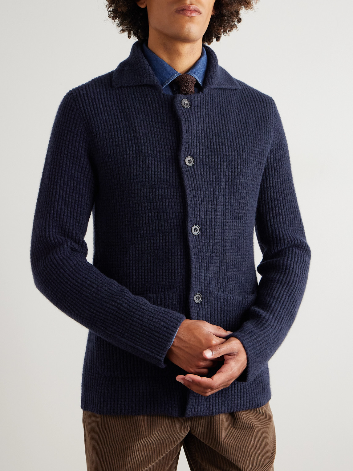 Rubinacci Cashmere Cardigan In Blue