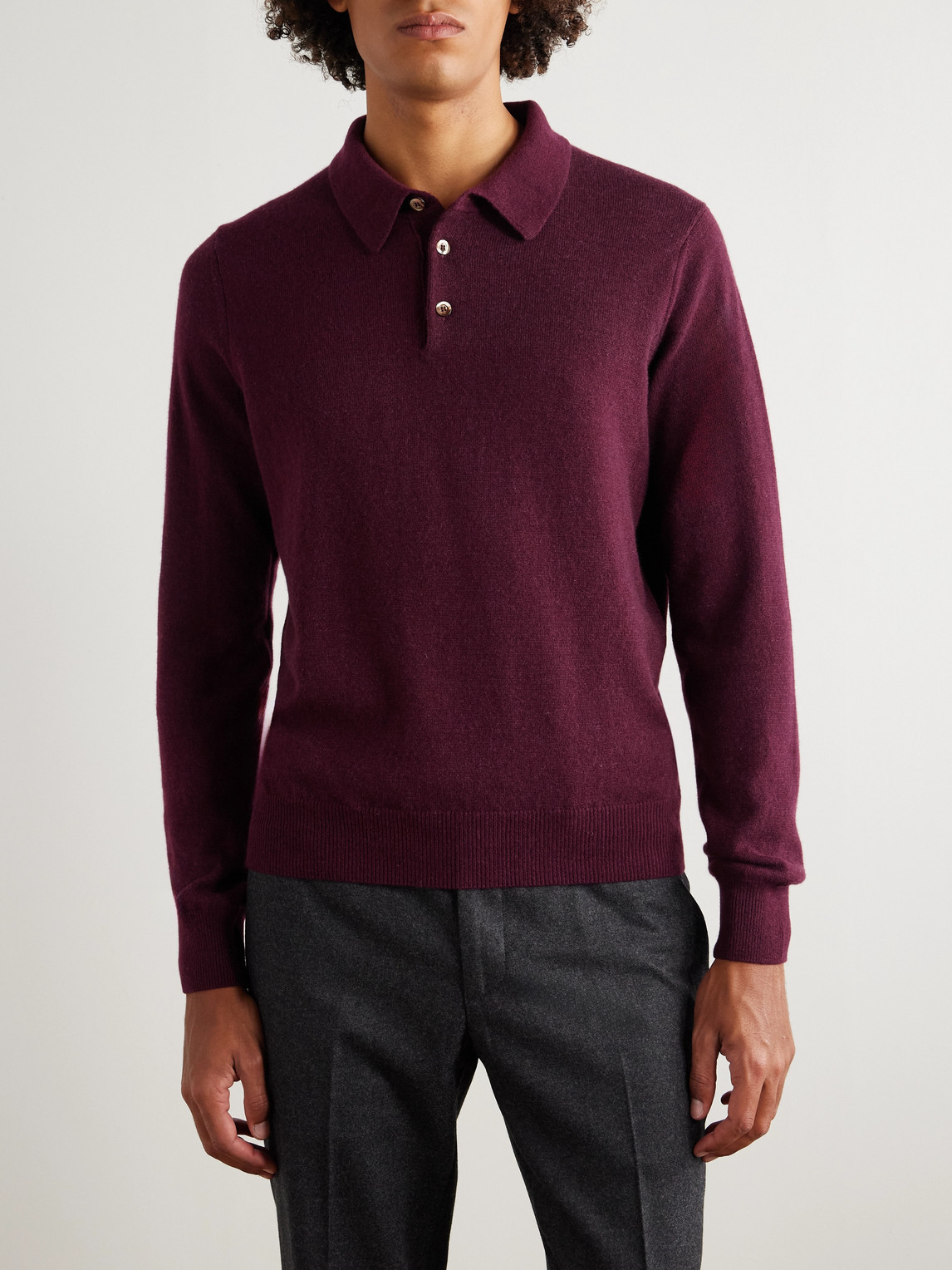  Rubinacci - Cashmere Polo Shirt - Men - Burgundy - It 48 