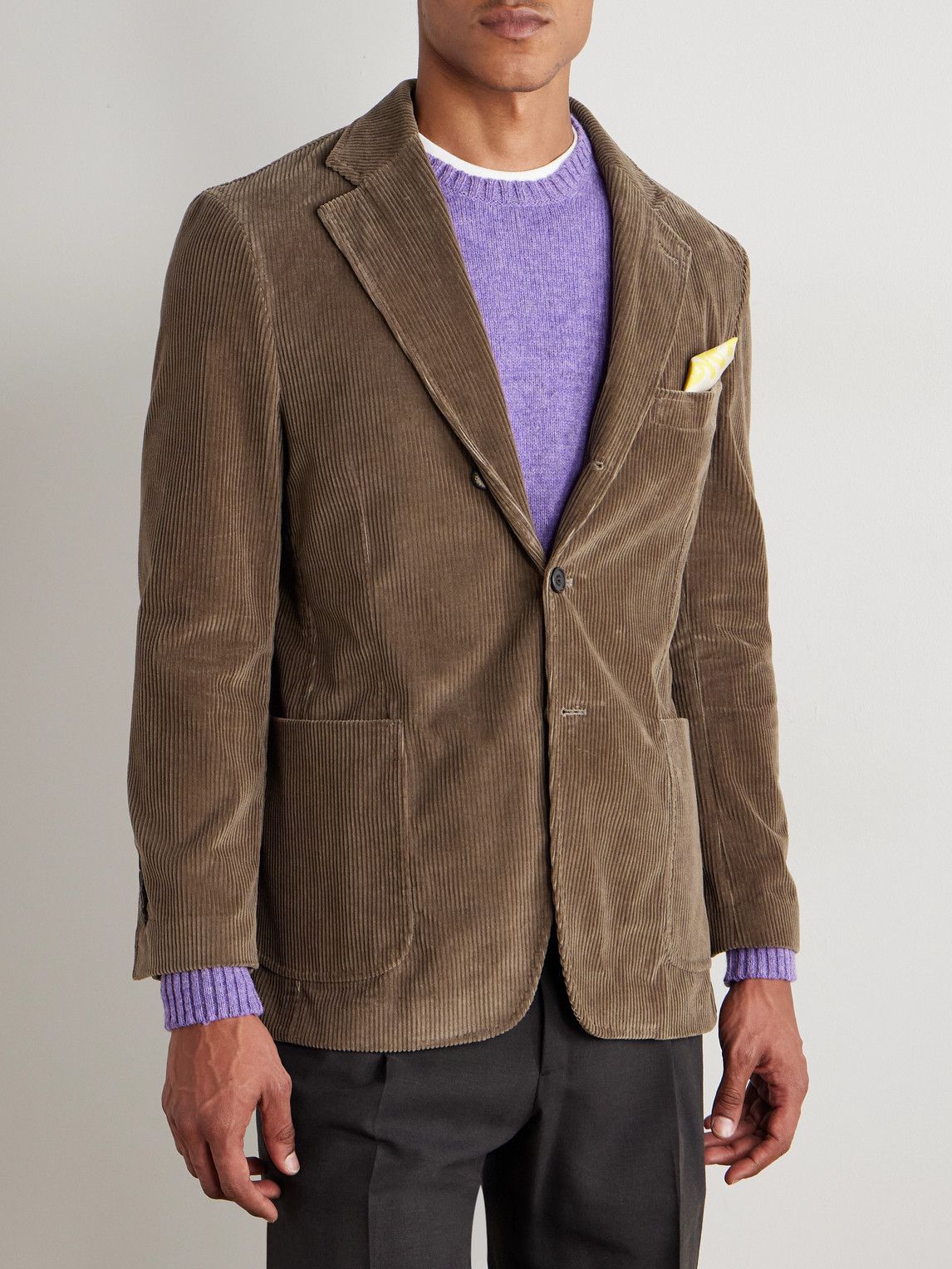 Rubinacci Cotton-corduroy Blazer In Brown