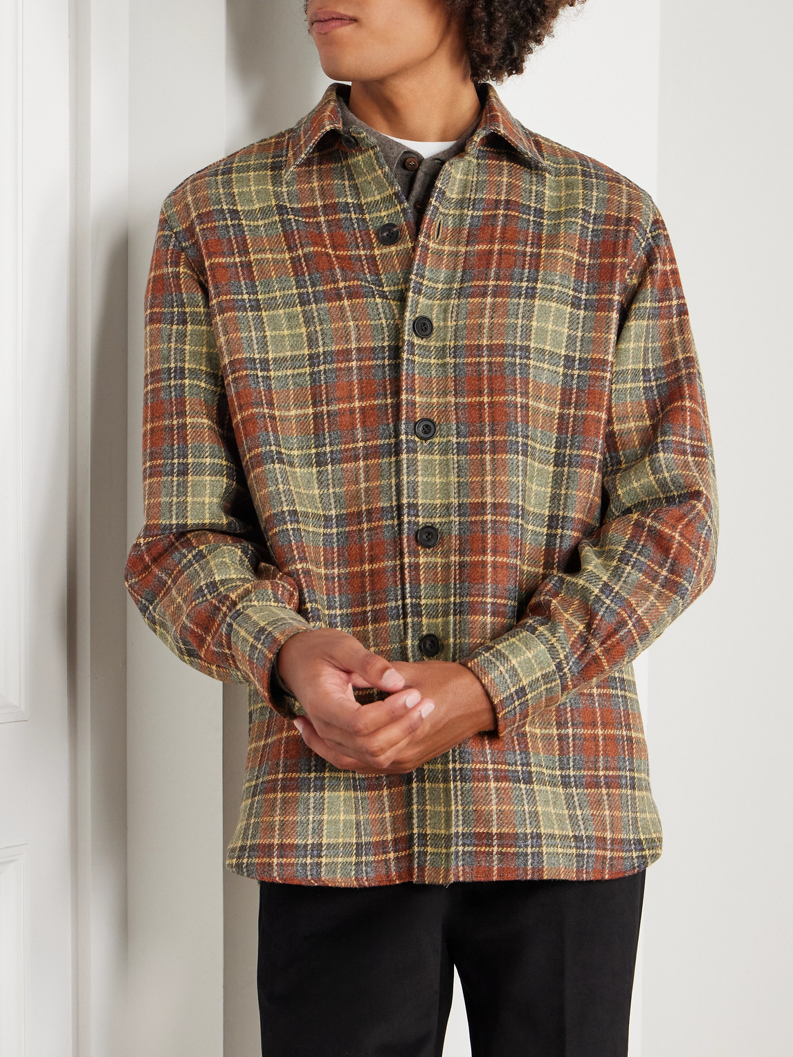Rubinacci Checked Wool Shirt In Multi