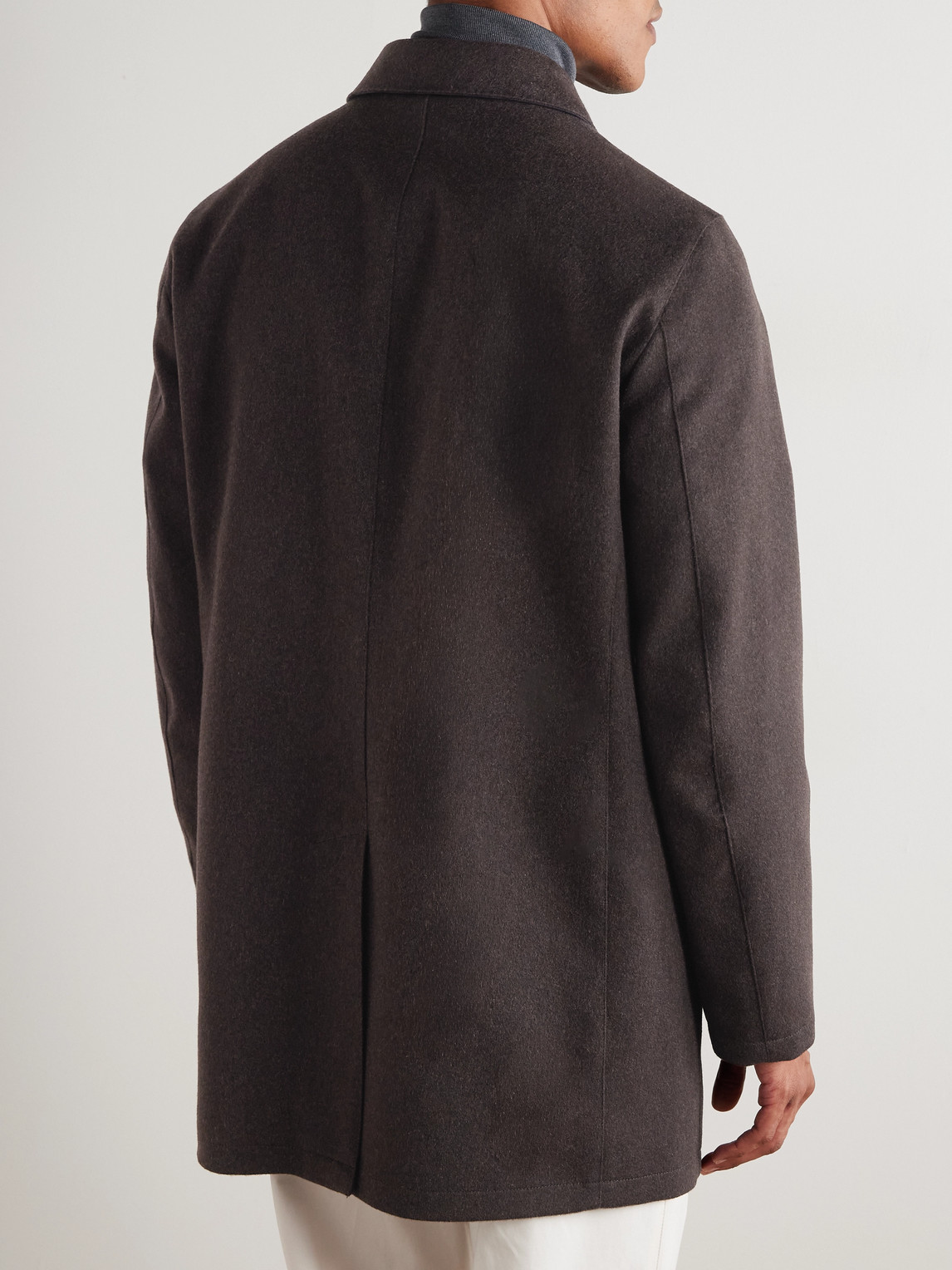  Rubinacci - Suede-trimmed Brushed Cashmere Coat - Men - Brown - It 48 