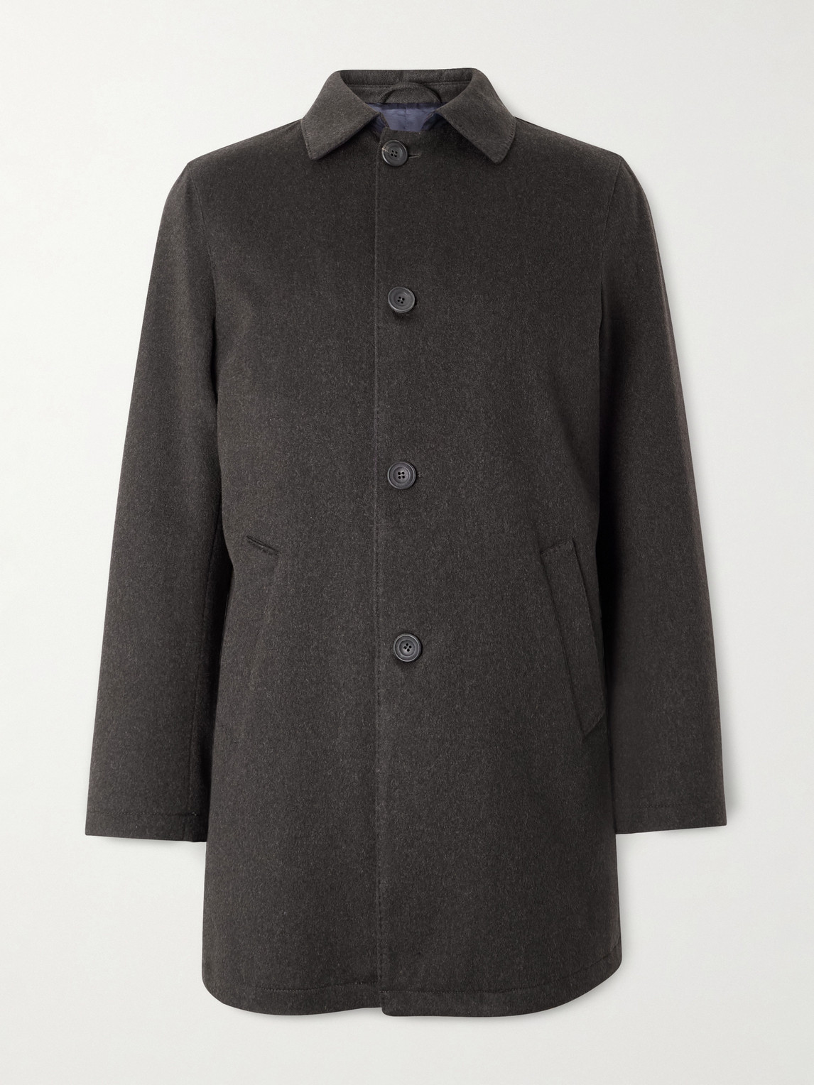 Suede-Trimmed Brushed Cashmere Coat - Men