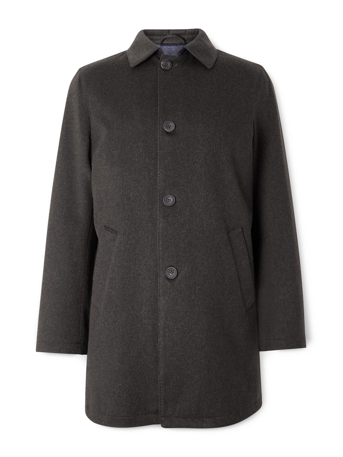 Rubinacci Suede-trimmed Brushed Cashmere Coat In Gray